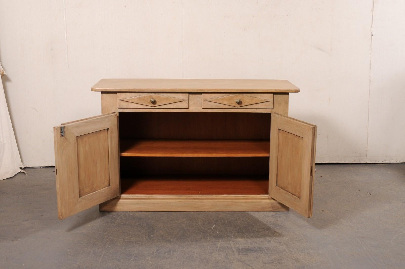 Italian Mid-20th C. Two Door Buffet Cabinet with Raised-Panel Design, 5 Ft Long For Sale 6