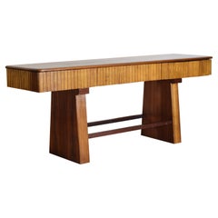 Italian Mid 20th Cen. Shaped Oak 3-Drawer Center/Console Table, circa 1950-1960