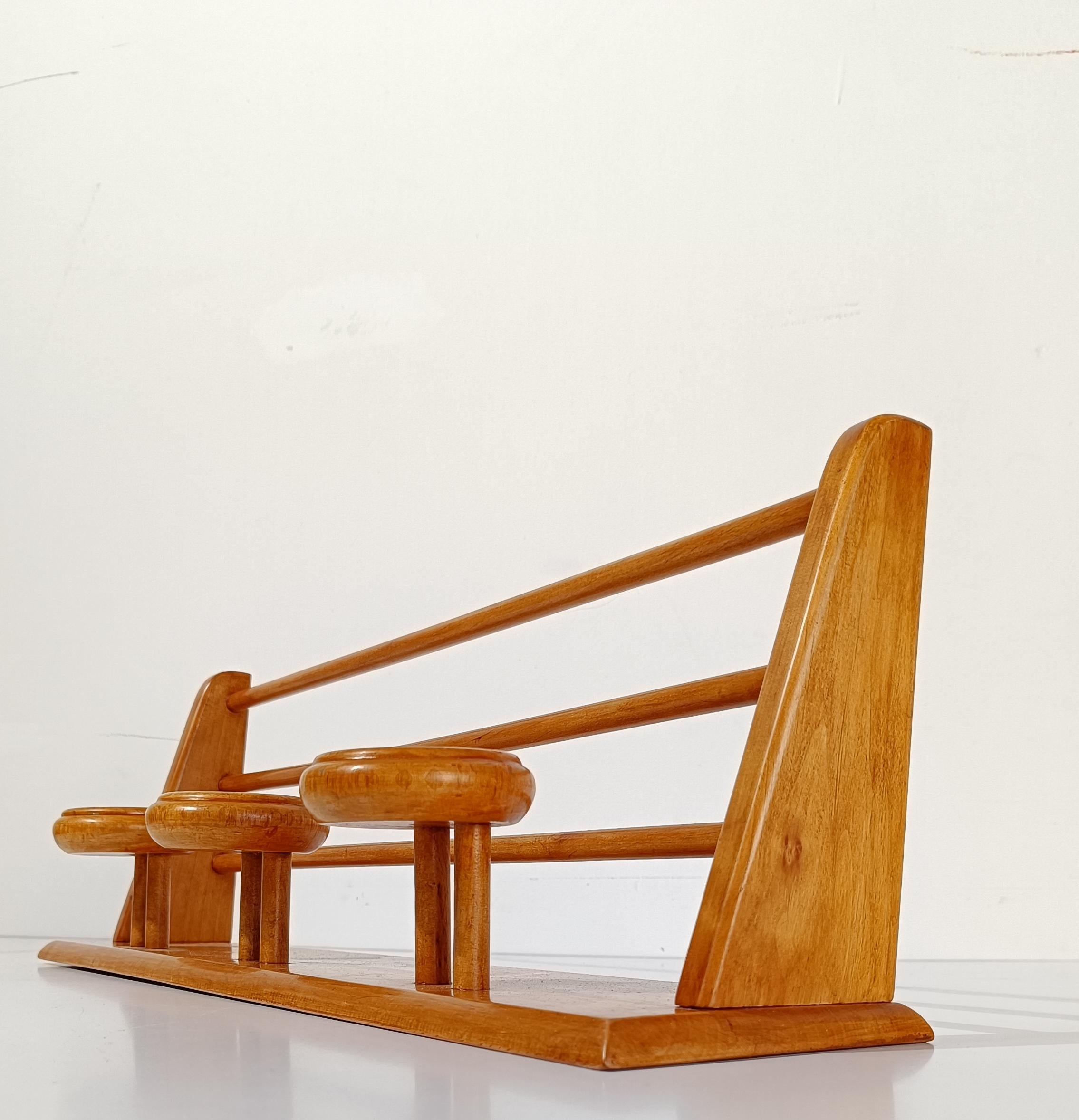 Italian Mid 20th Century Blonde Wooden Wall Coat Rack and Hat Stand by Fraber For Sale 7