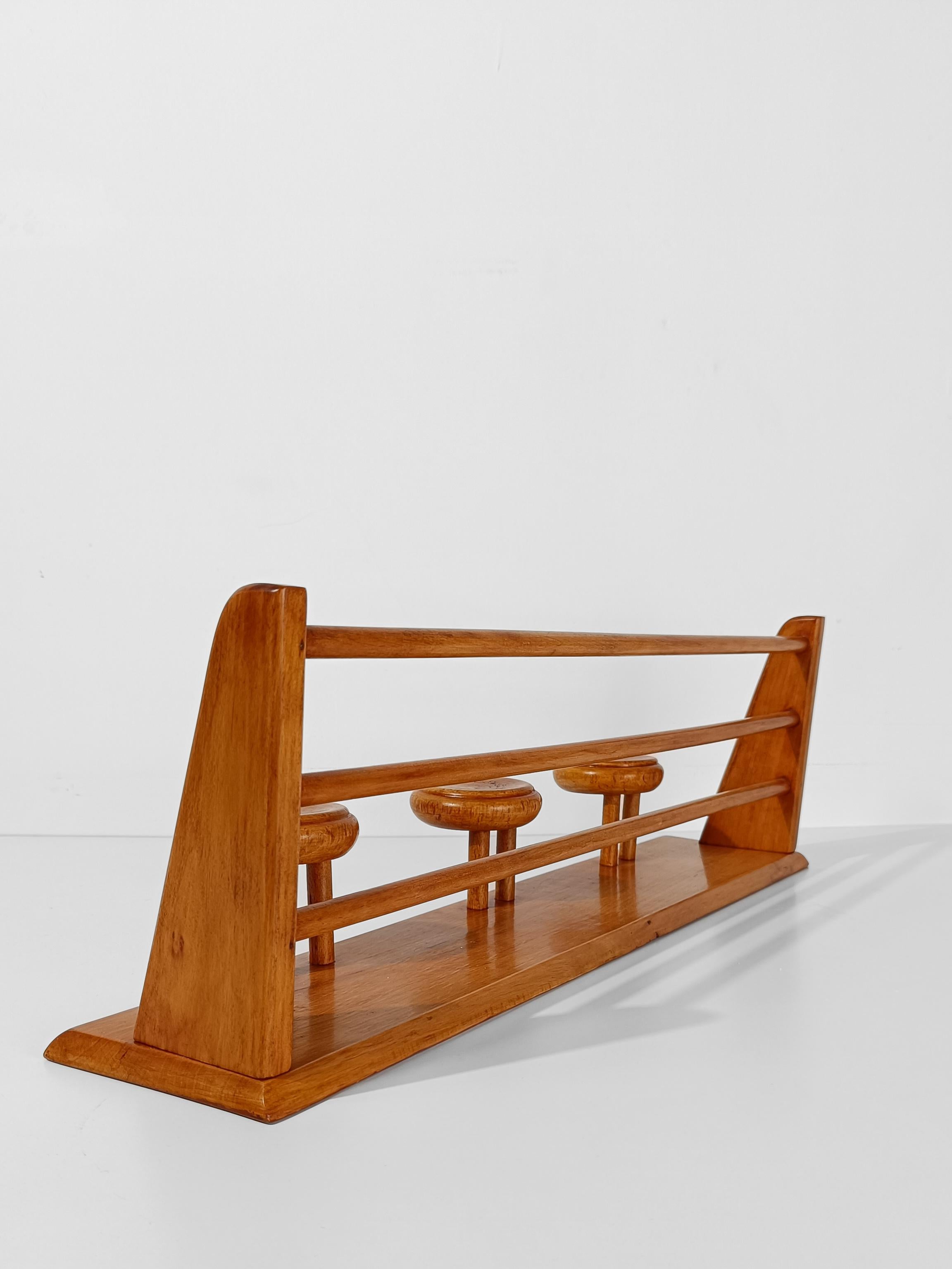 Italian Mid 20th Century Blonde Wooden Wall Coat Rack and Hat Stand by Fraber For Sale 11