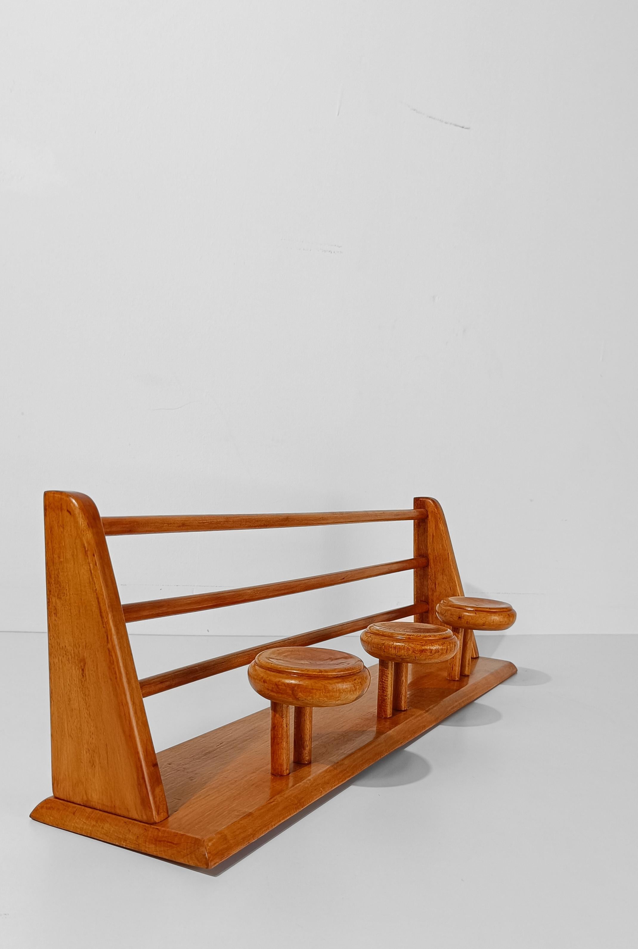 Italian Mid 20th Century Blonde Wooden Wall Coat Rack and Hat Stand by Fraber For Sale 12
