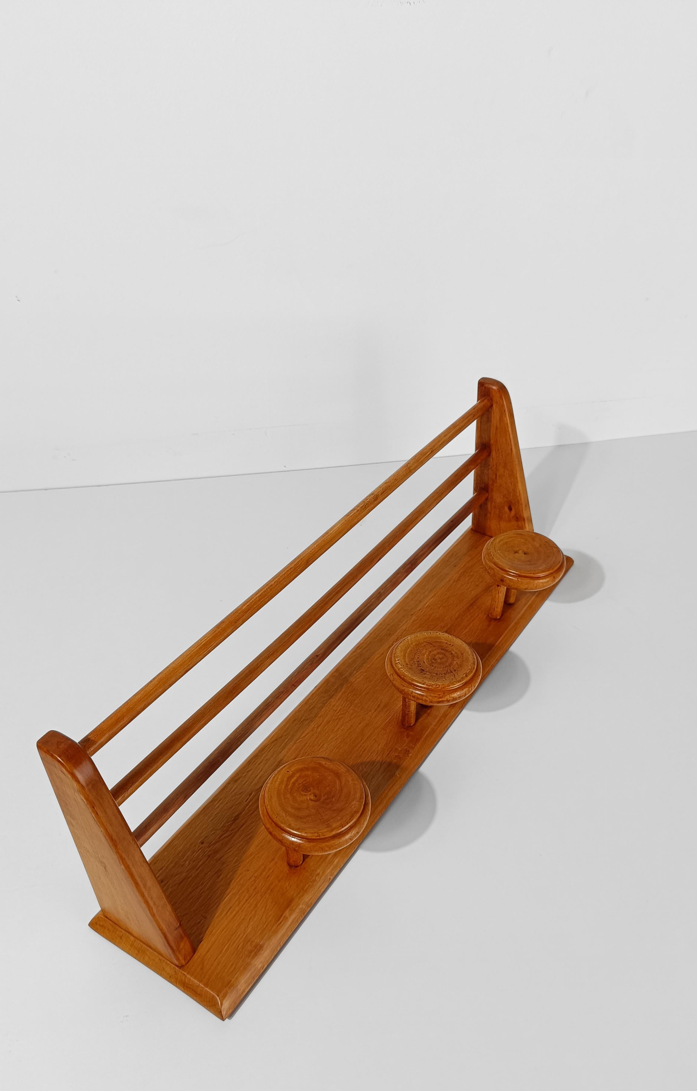 Italian Mid 20th Century Blonde Wooden Wall Coat Rack and Hat Stand by Fraber For Sale 13