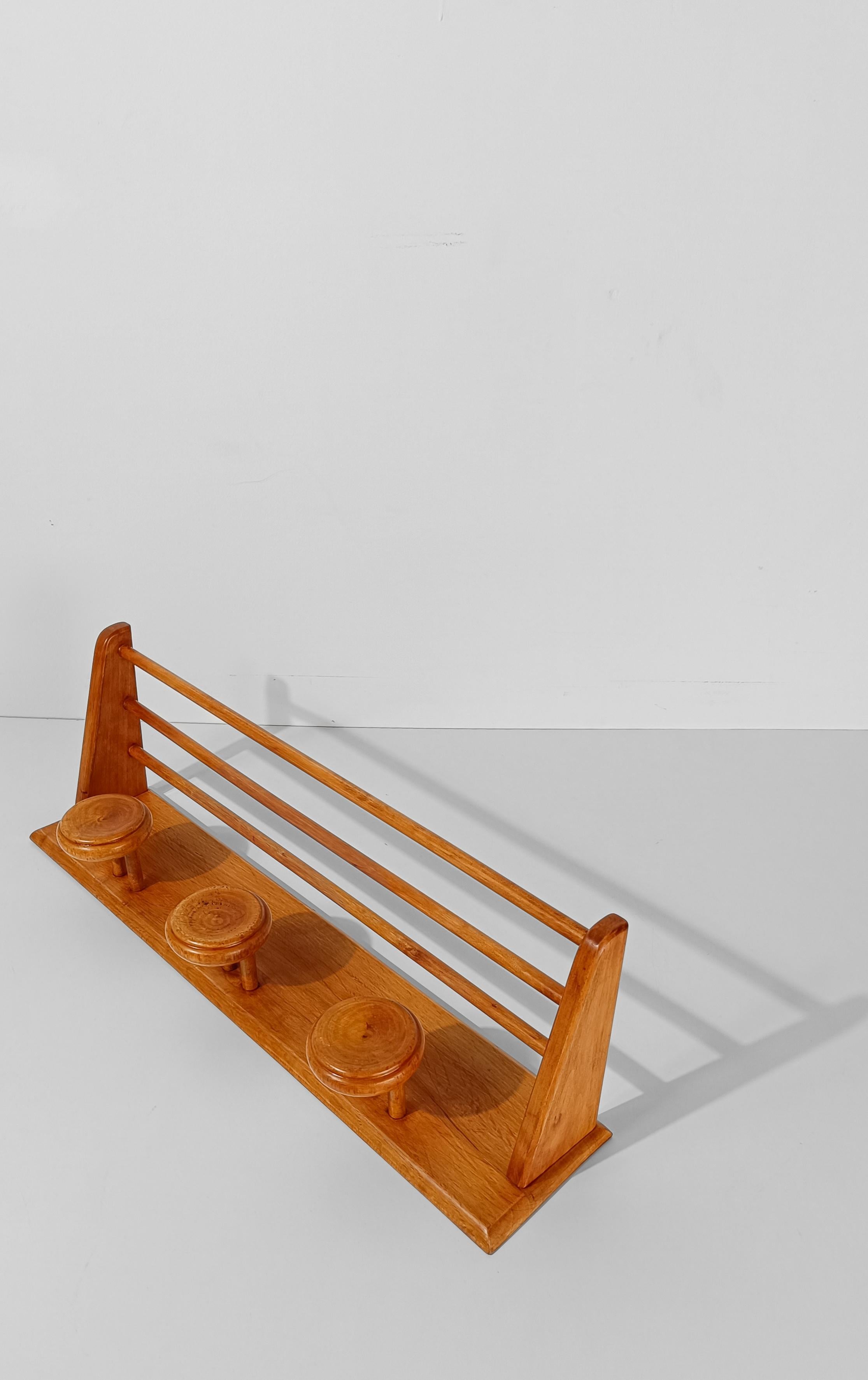 Italian Mid 20th Century Blonde Wooden Wall Coat Rack and Hat Stand by Fraber For Sale 4