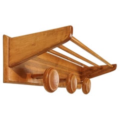 Italian Mid 20th Century Blonde Wooden Wall Coat Rack and Hat Stand by Fraber
