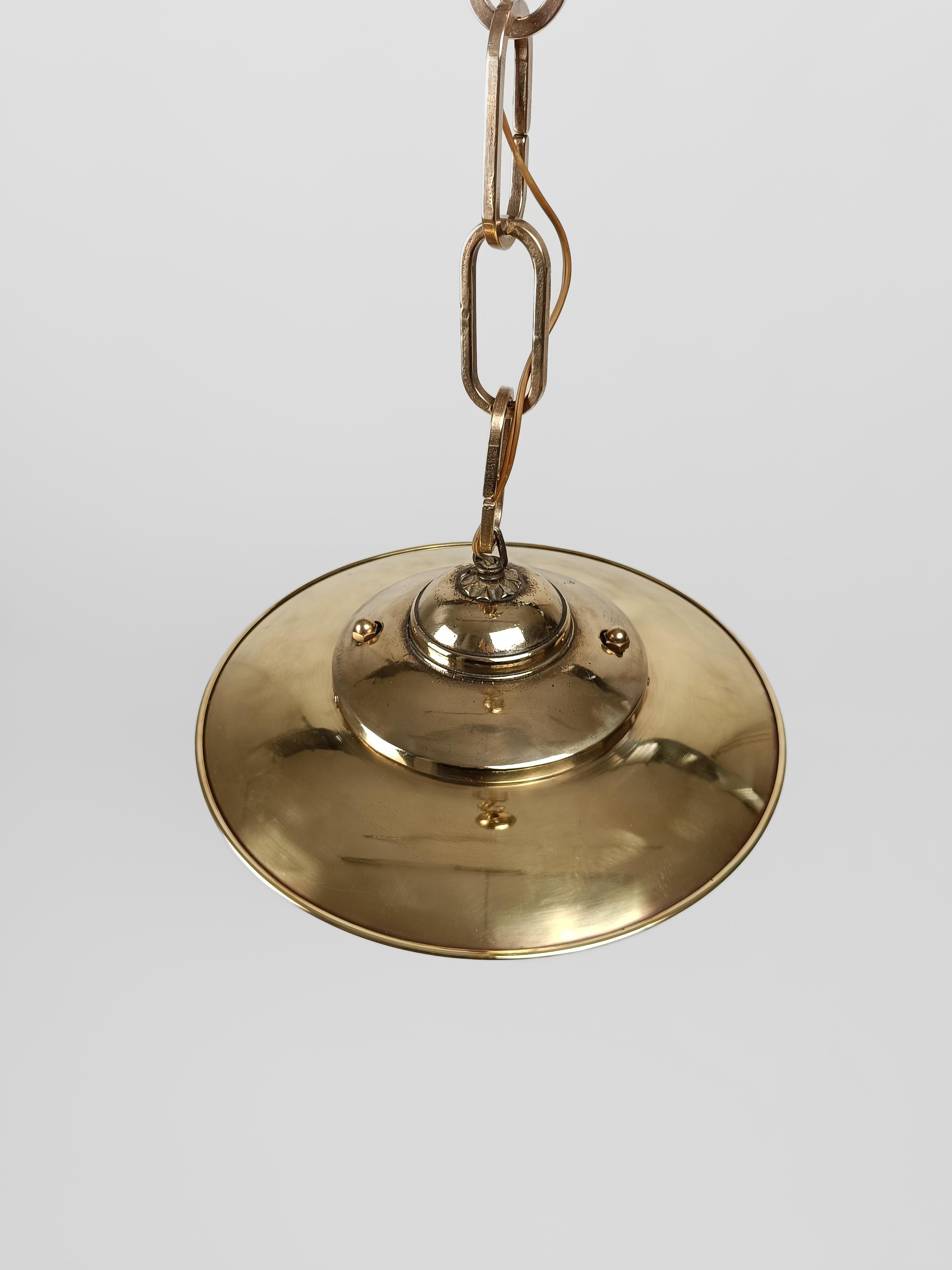 Italian Mid-20th Century Brass Pendant Lamp or Lantern in Nautical Style  For Sale 7