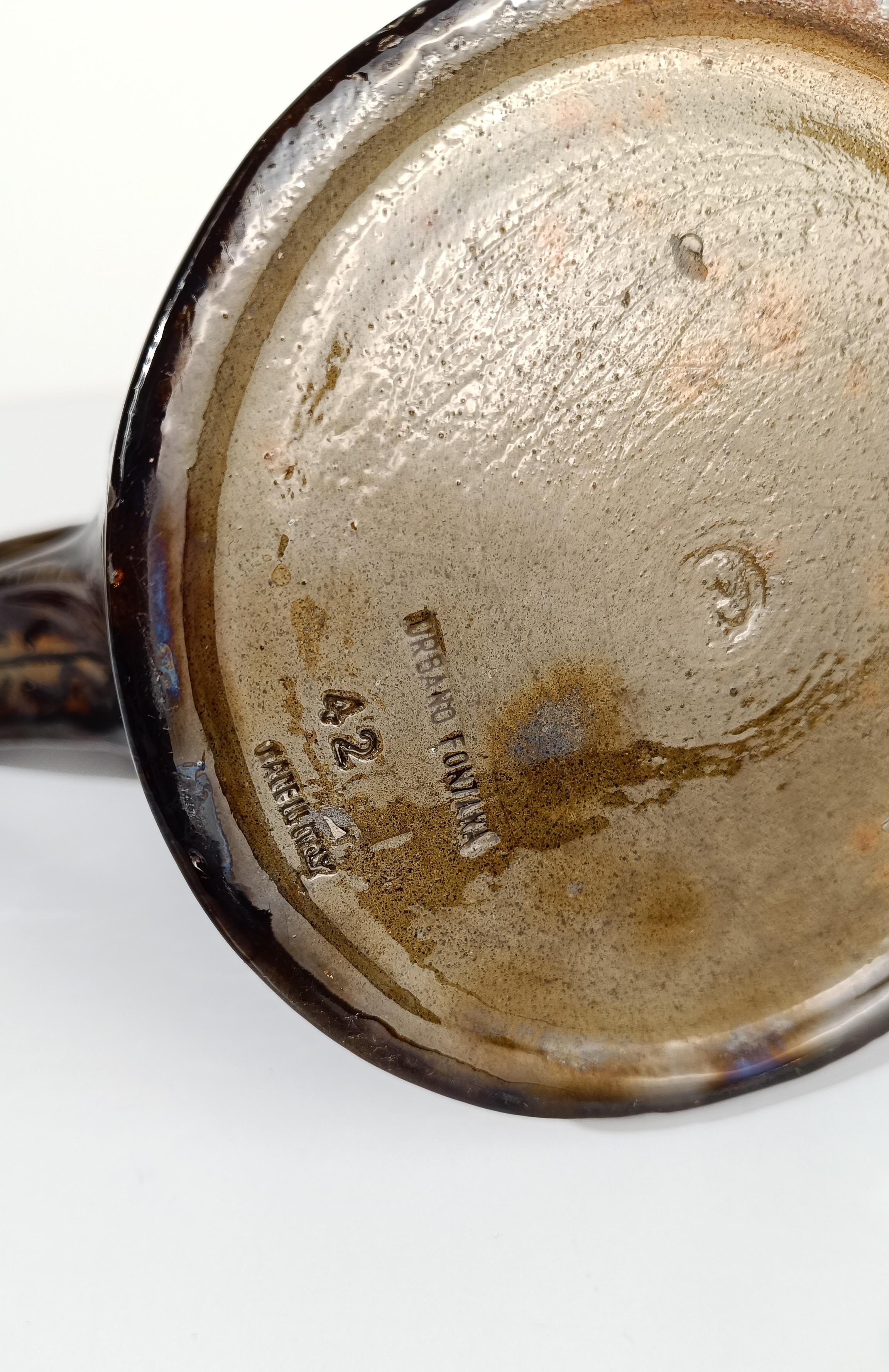 Brocca / Vaso in ceramica della metà del XX secolo in stile primitivo di Urbano Fontana in vendita 6
