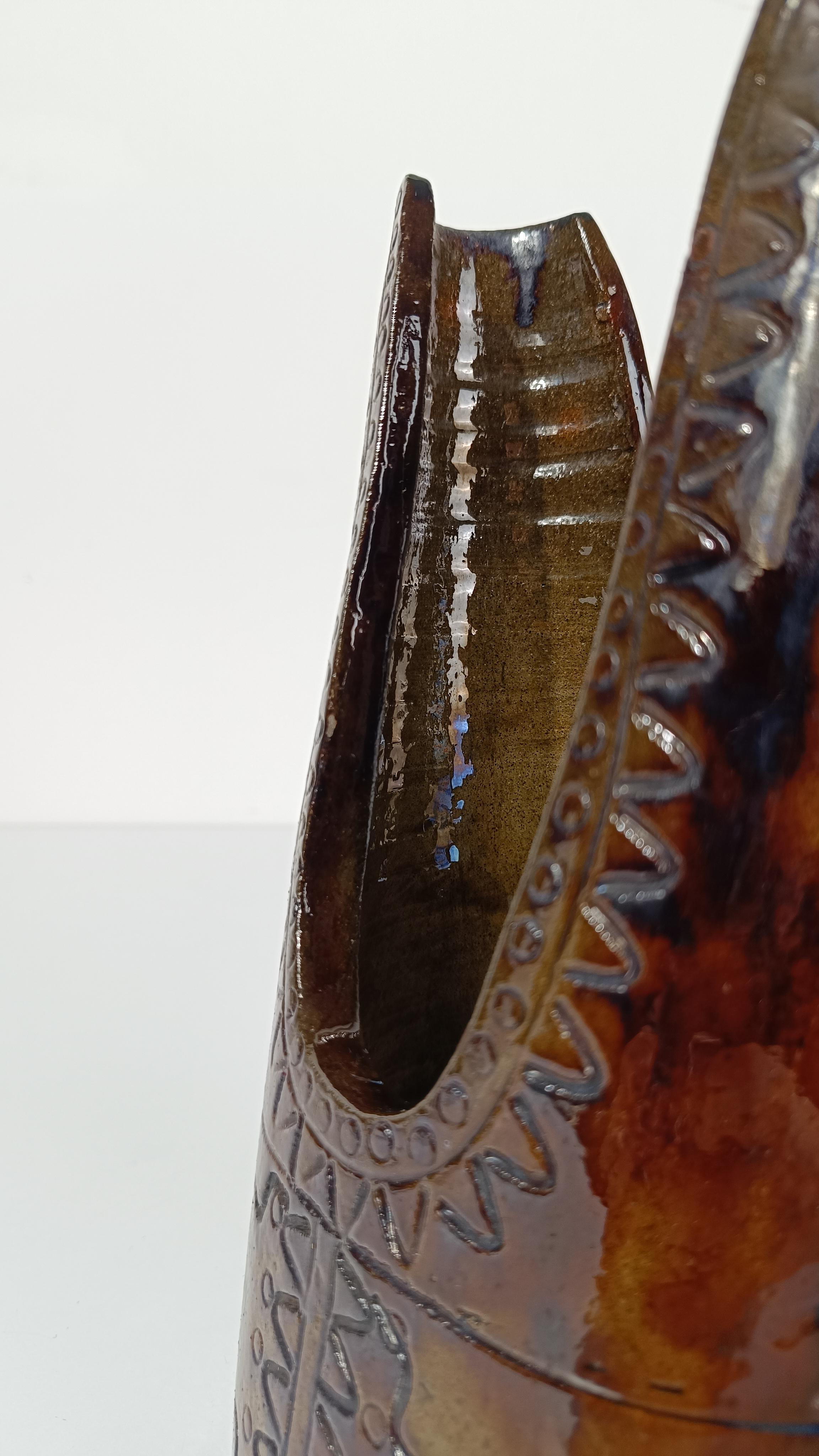 Brocca / Vaso in ceramica della metà del XX secolo in stile primitivo di Urbano Fontana in vendita 7