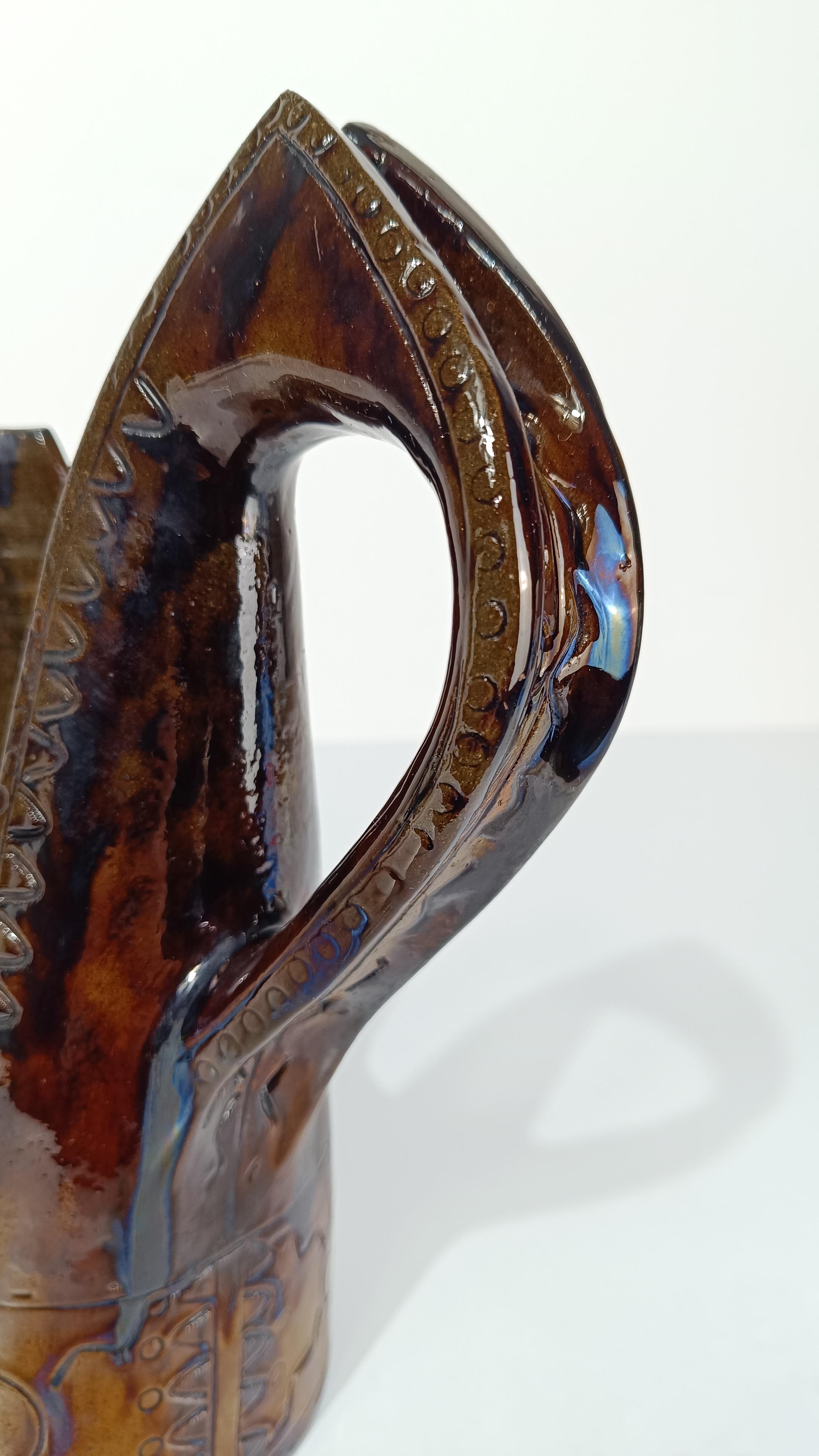 Brocca / Vaso in ceramica della metà del XX secolo in stile primitivo di Urbano Fontana in vendita 11