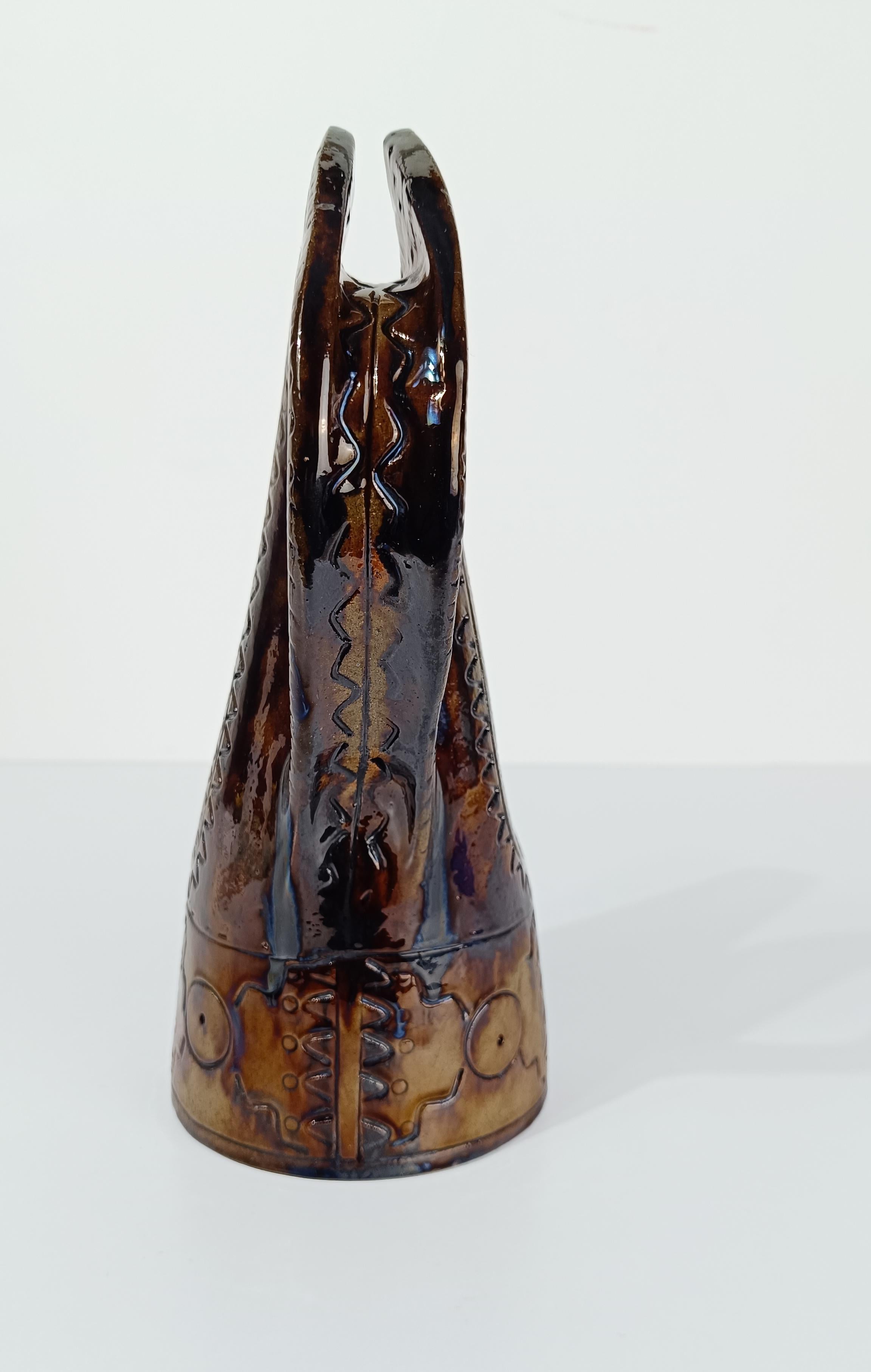 Brocca / Vaso in ceramica della metà del XX secolo in stile primitivo di Urbano Fontana in vendita 12