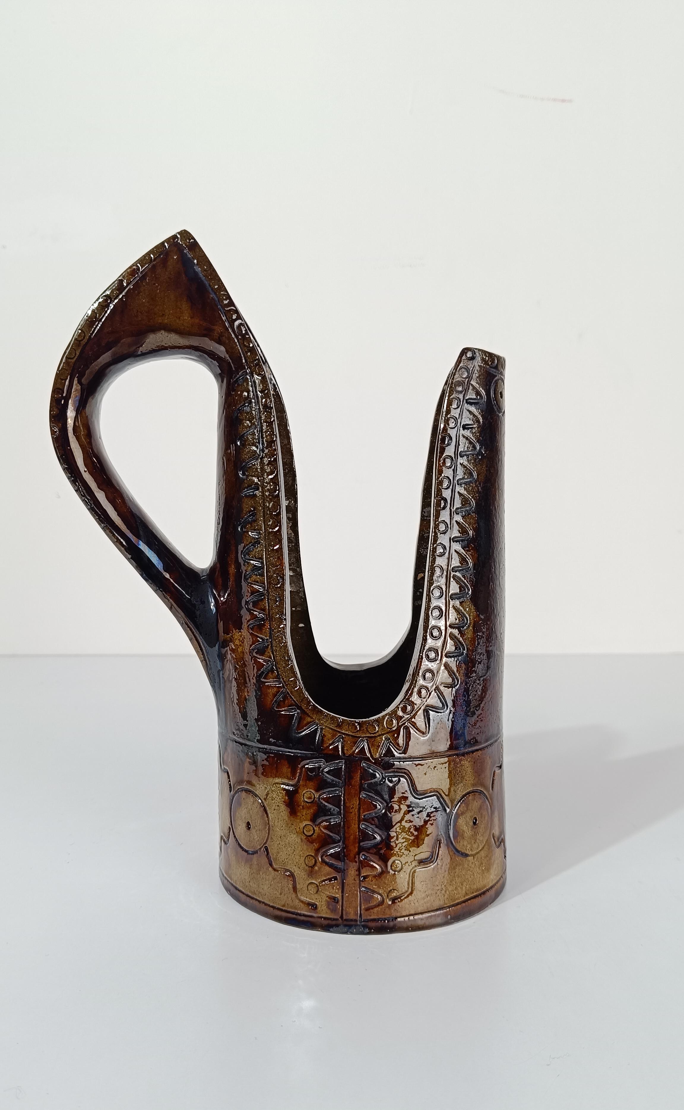 Brocca / Vaso in ceramica della metà del XX secolo in stile primitivo di Urbano Fontana in vendita 14