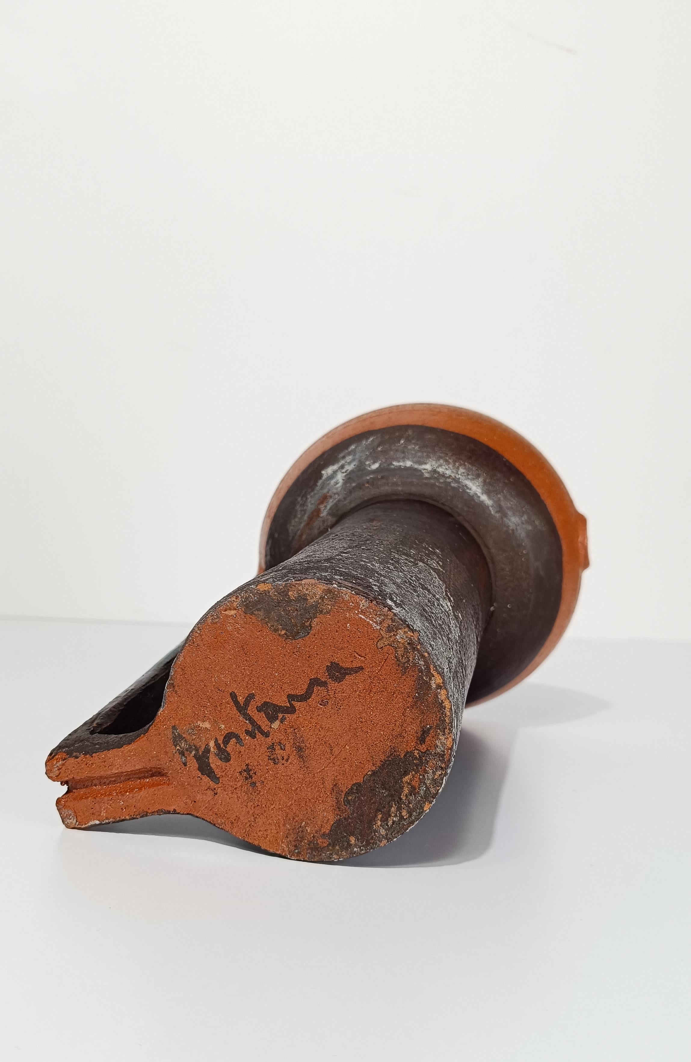 Vaso a caraffa in terracotta smaltata in stile primitivo della metà del XX secolo in vendita 6