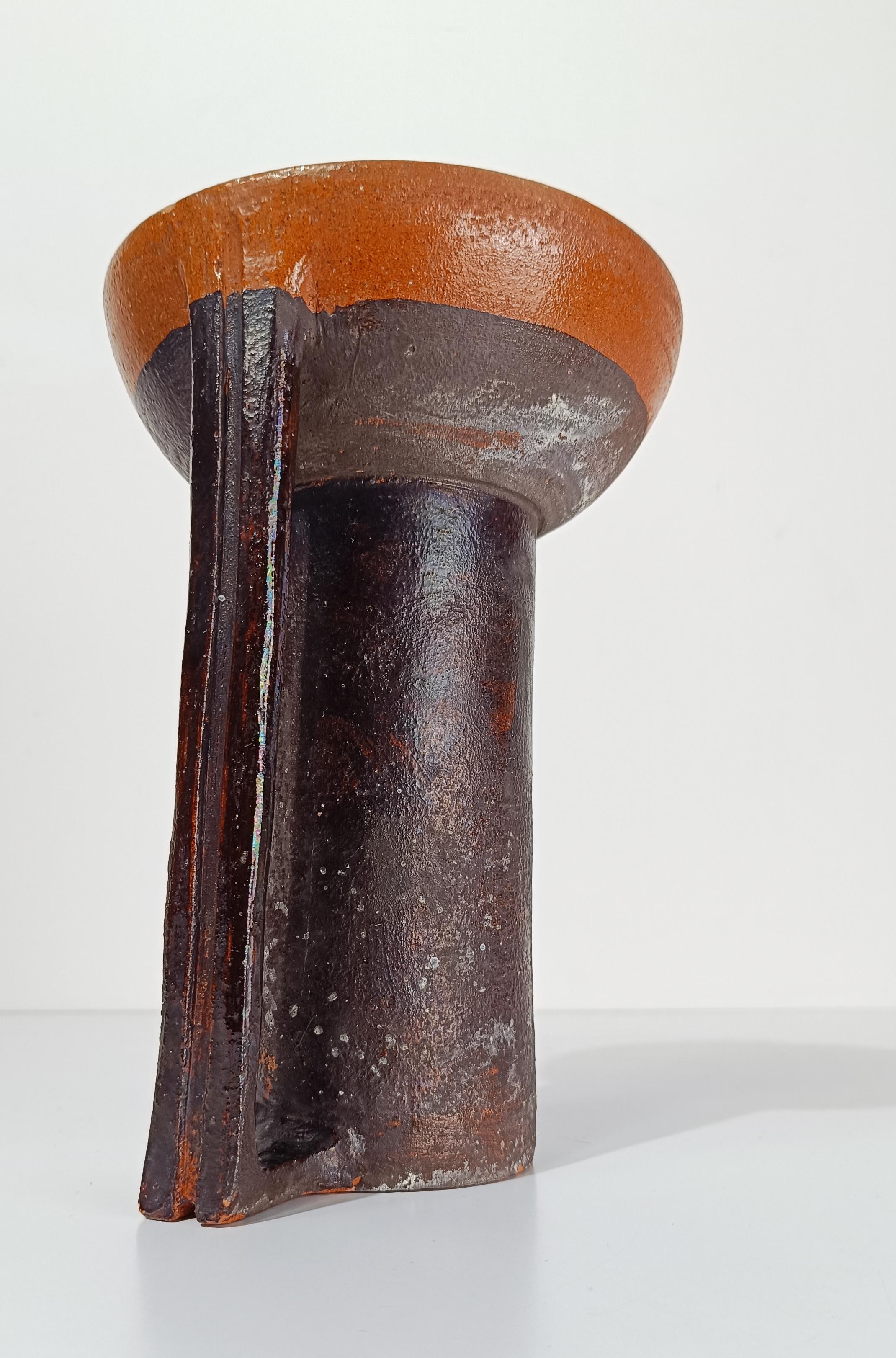 Vaso a caraffa in terracotta smaltata in stile primitivo della metà del XX secolo In condizioni buone in vendita a Roma, IT
