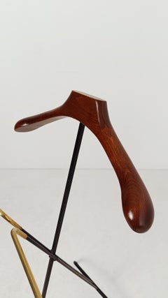 Italian Mid-20th Century Folding Valet in Wood, Iron & Brass By F.lli Reguitti