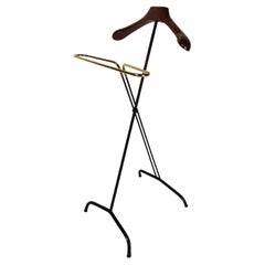 Italian Mid-20th Century Folding Valet in Wood, Iron & Brass By F.lli Reguitti
