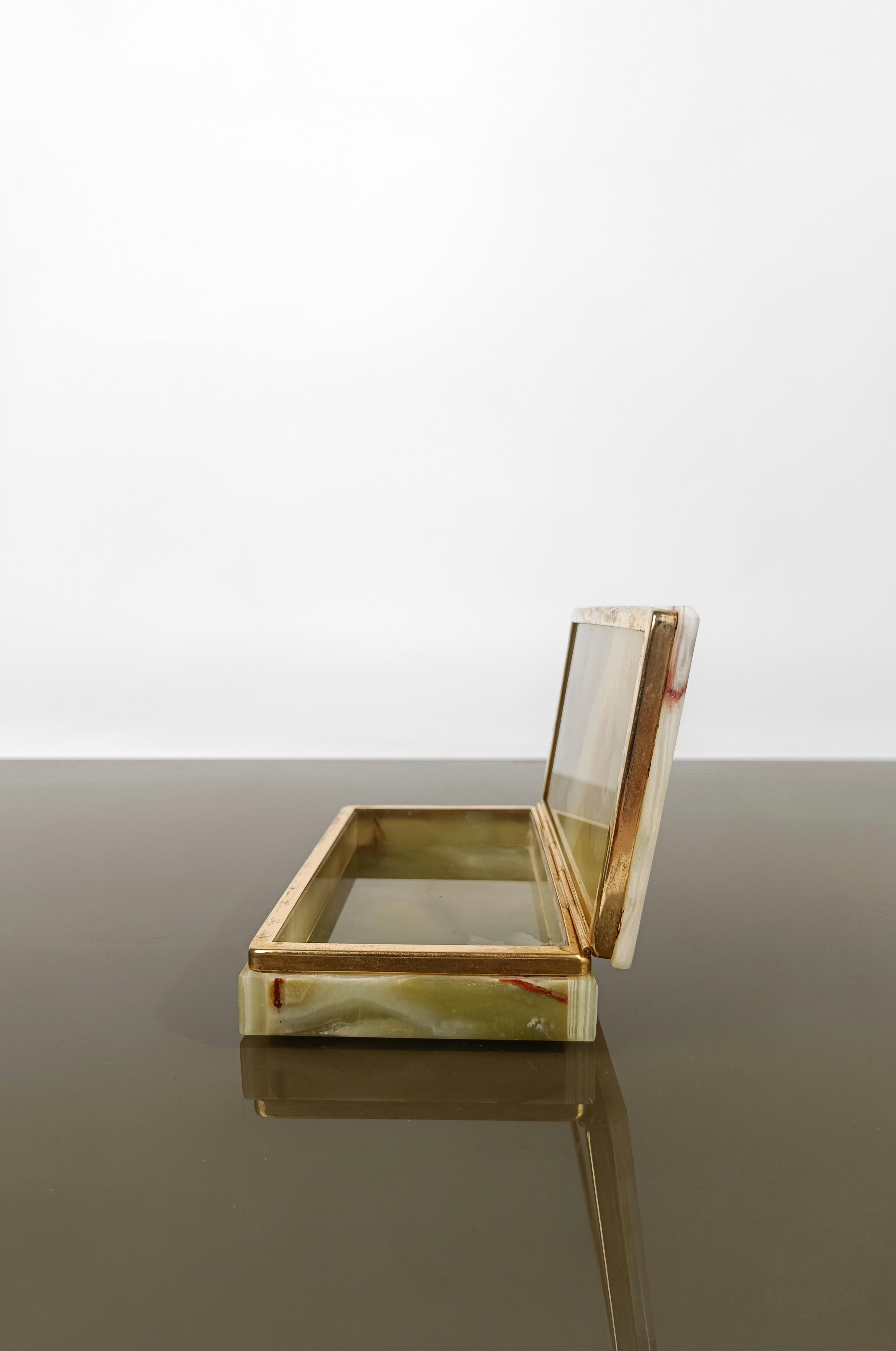 Italian Mid-20th Century Jade Green Onyx Marble Decorative Box, 1960's 5
