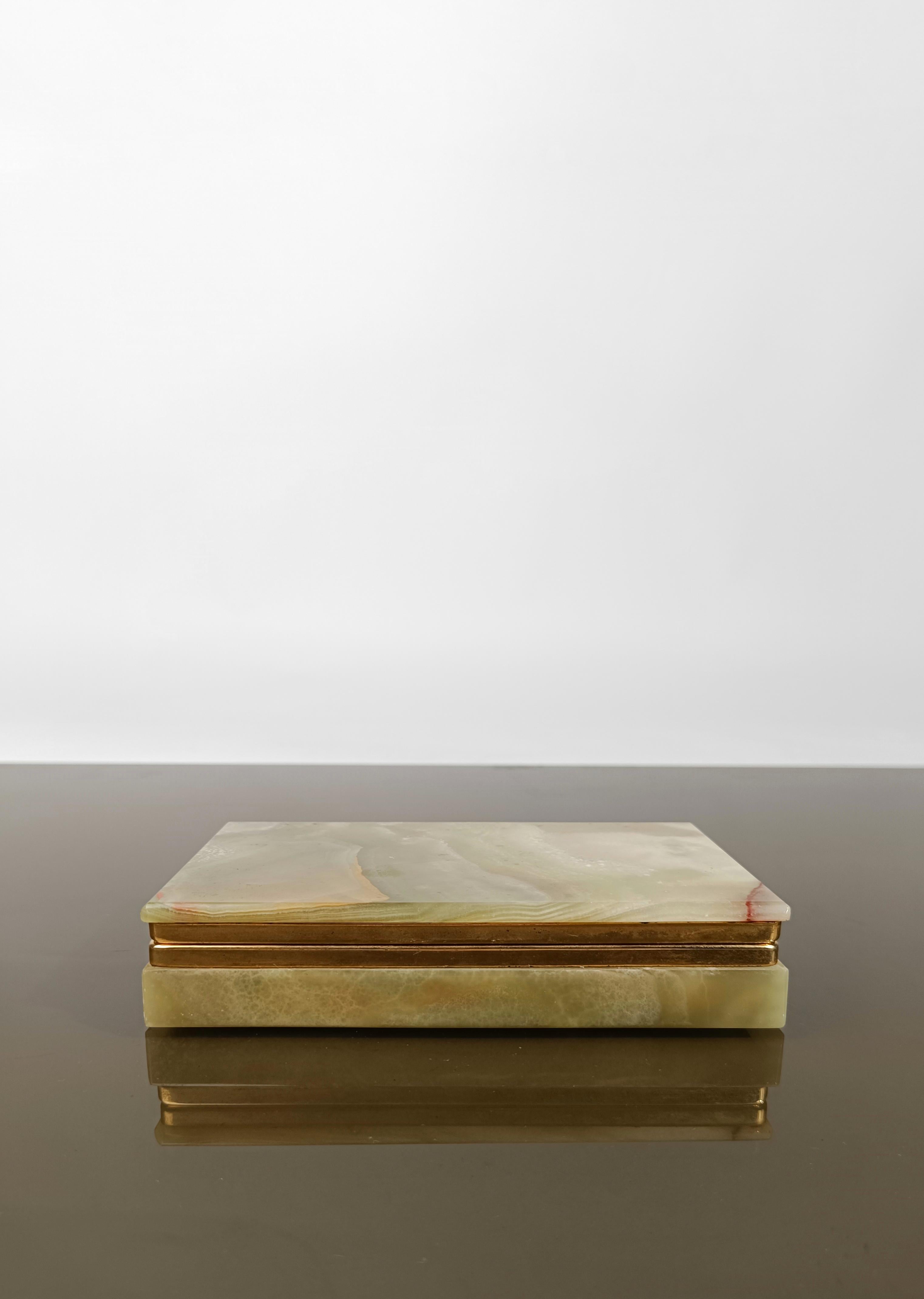 Italian Mid-20th Century Jade Green Onyx Marble Decorative Box, 1960's 1