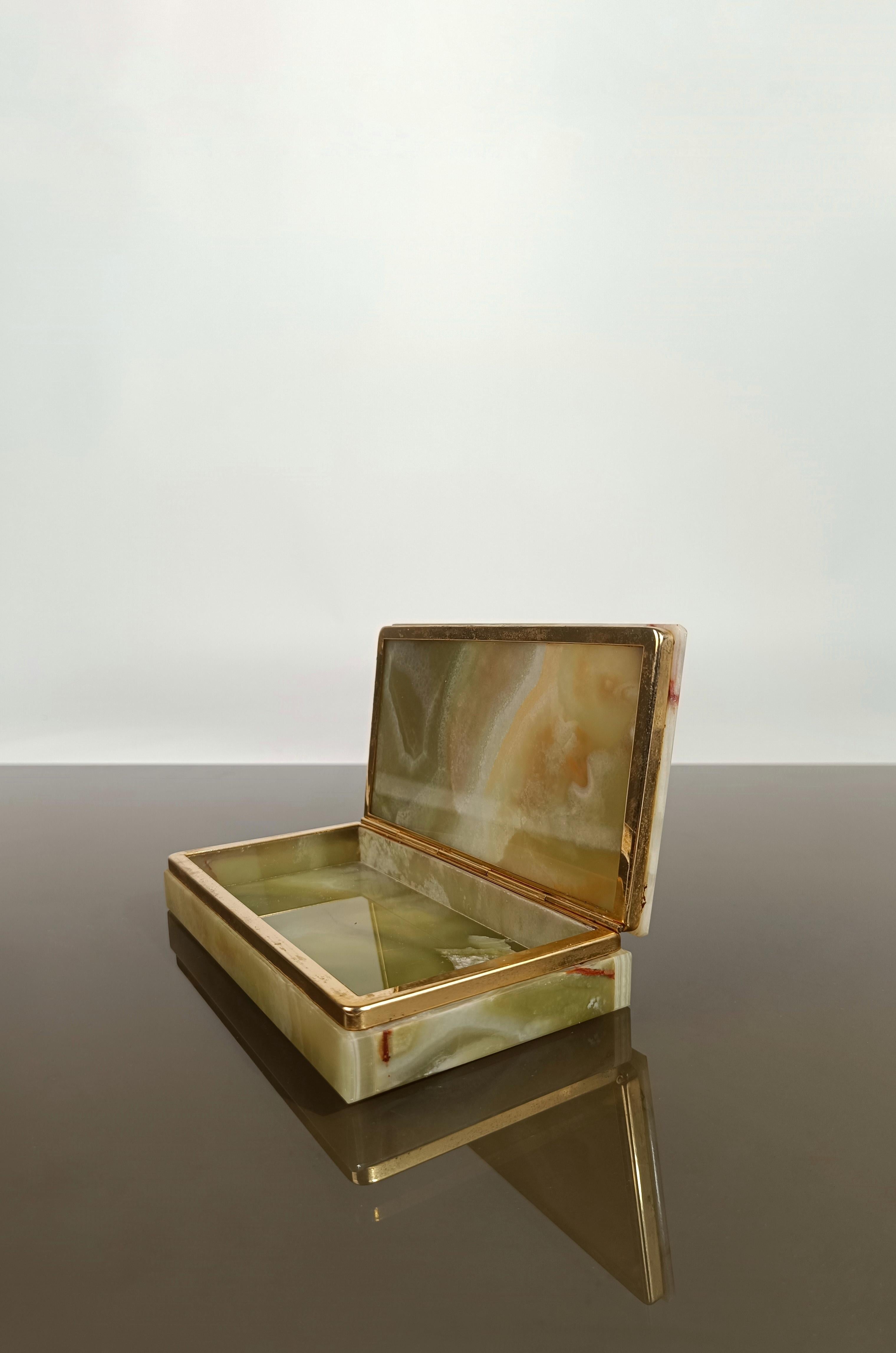 Italian Mid-20th Century Jade Green Onyx Marble Decorative Box, 1960's 4