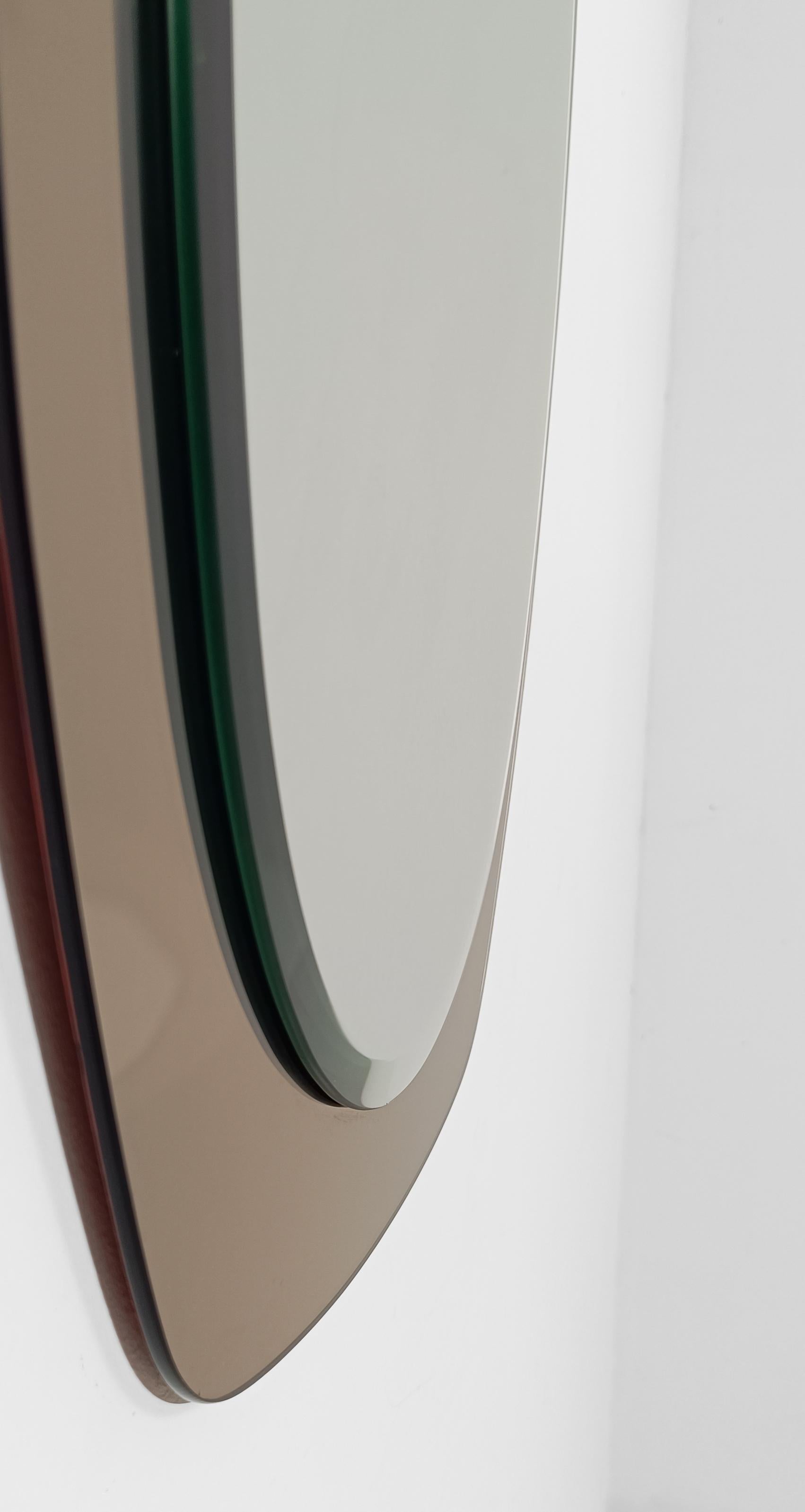 Mid-Century Modern Miroir italien du milieu du 20e siècle avec cadre en verre bronzé dans le style de Veca en vente