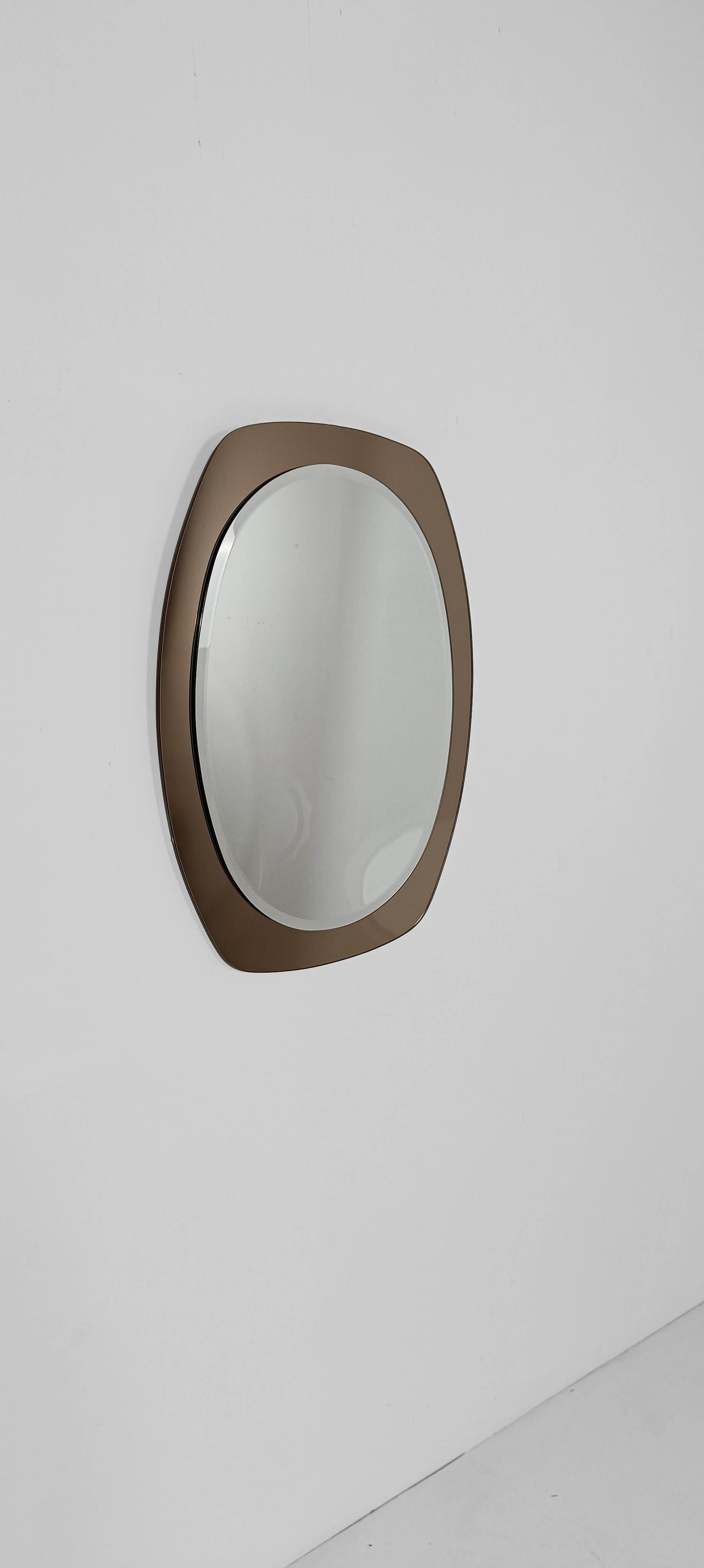 Miroir italien du milieu du 20e siècle avec cadre en verre bronzé dans le style de Veca en vente 3