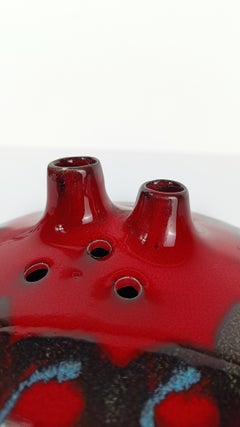 Italian Mid 20th Century Modern Vase, Handcrafted in Red Enamel Ceramic, 60s