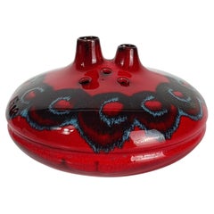 Italian Mid 20th Century Modern Vase, Handcrafted in Red Enamel Ceramic, 60s