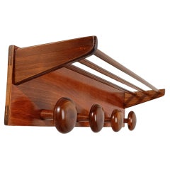 Italian Mid 20th Century Modern Wooden Wall Coat Rack and Hat Stand by Fraber
