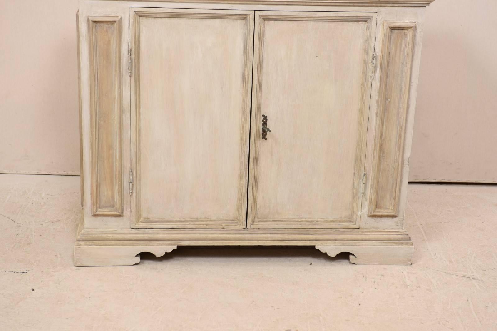 Italian Mid-20th Century Painted Wood Two-Door Cabinet in Neutral Light Beige In Good Condition In Atlanta, GA