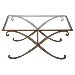 Italian Mid 20th Century Patinated Steel X Form Side or Coffee Table