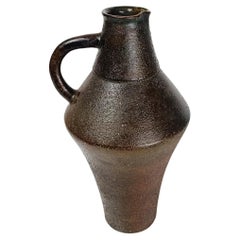 Italian Mid 20th Century, Textured Pottery Carafe / Vase in Primitive Style, 60s