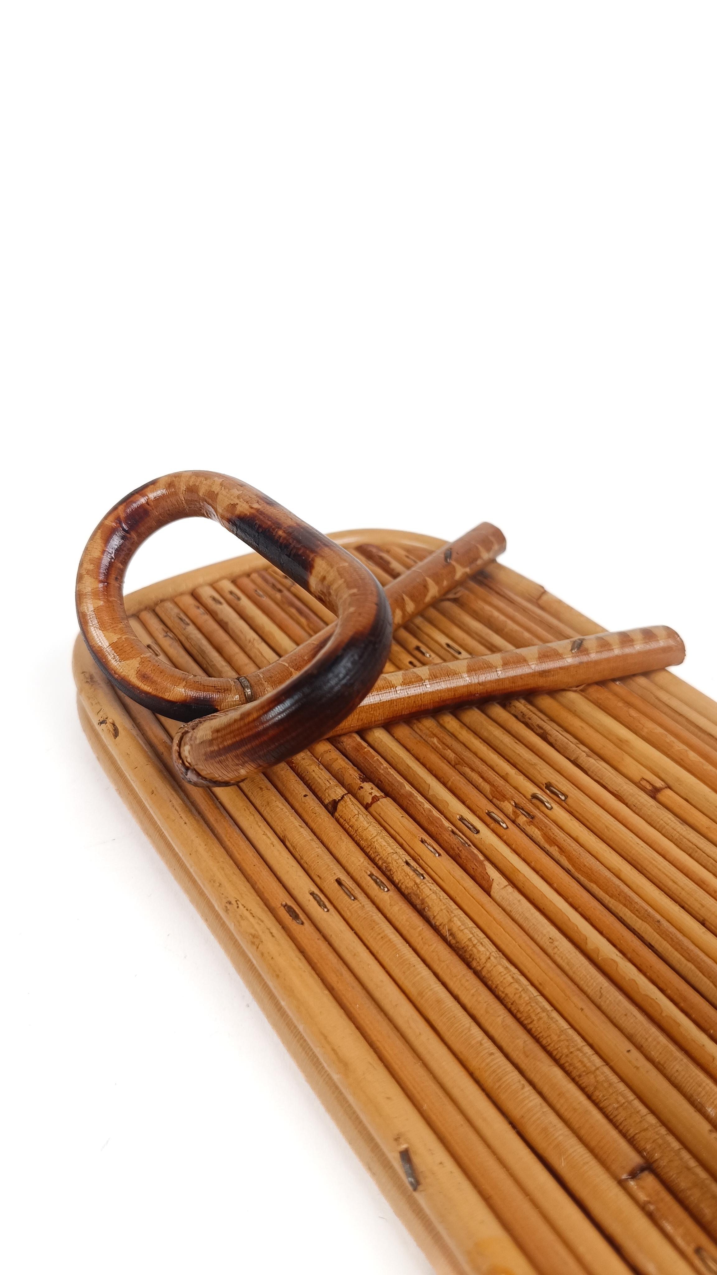 Mid-Century Modern Italian Mid 20th Century Wall Coat Hanger in Cane & Rattan, Vivai del Sud style For Sale