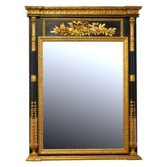Italian Mid 20th Ct. Ebonized and Gilt Wood Carved Mirror