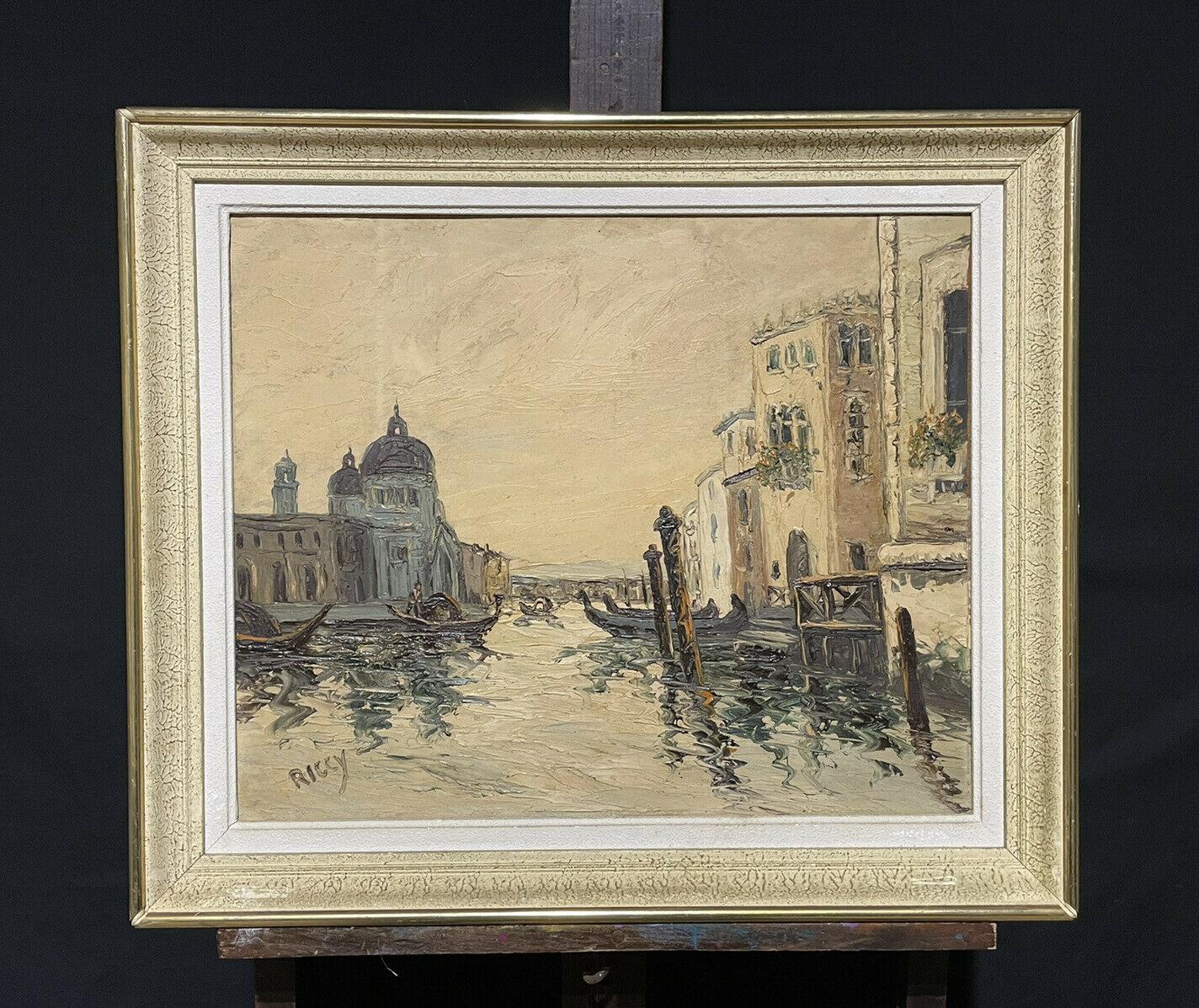 The Grand Canal Venice, Italian Post-Impressionist Mid 20th century Signed Oil - Painting by Italian Mid 20thC