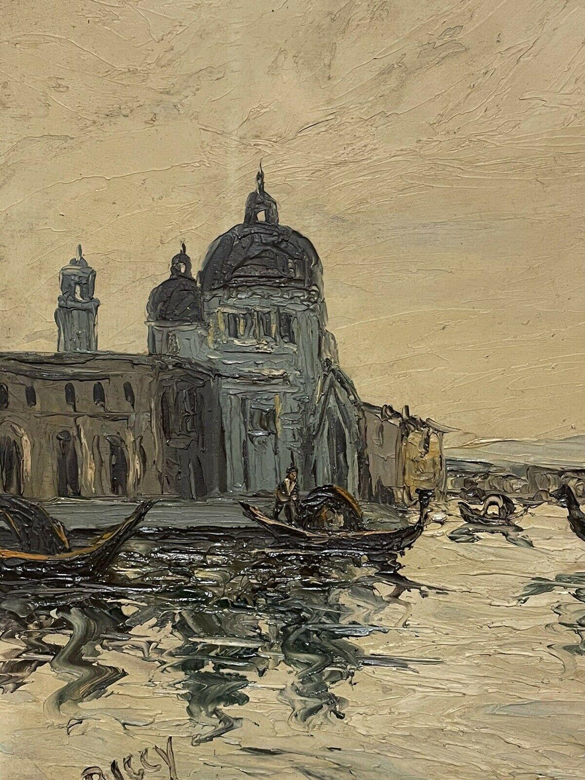 The Grand Canal Venice, Italian Post-Impressionist Mid 20th century Signed Oil - Brown Still-Life Painting by Italian Mid 20thC