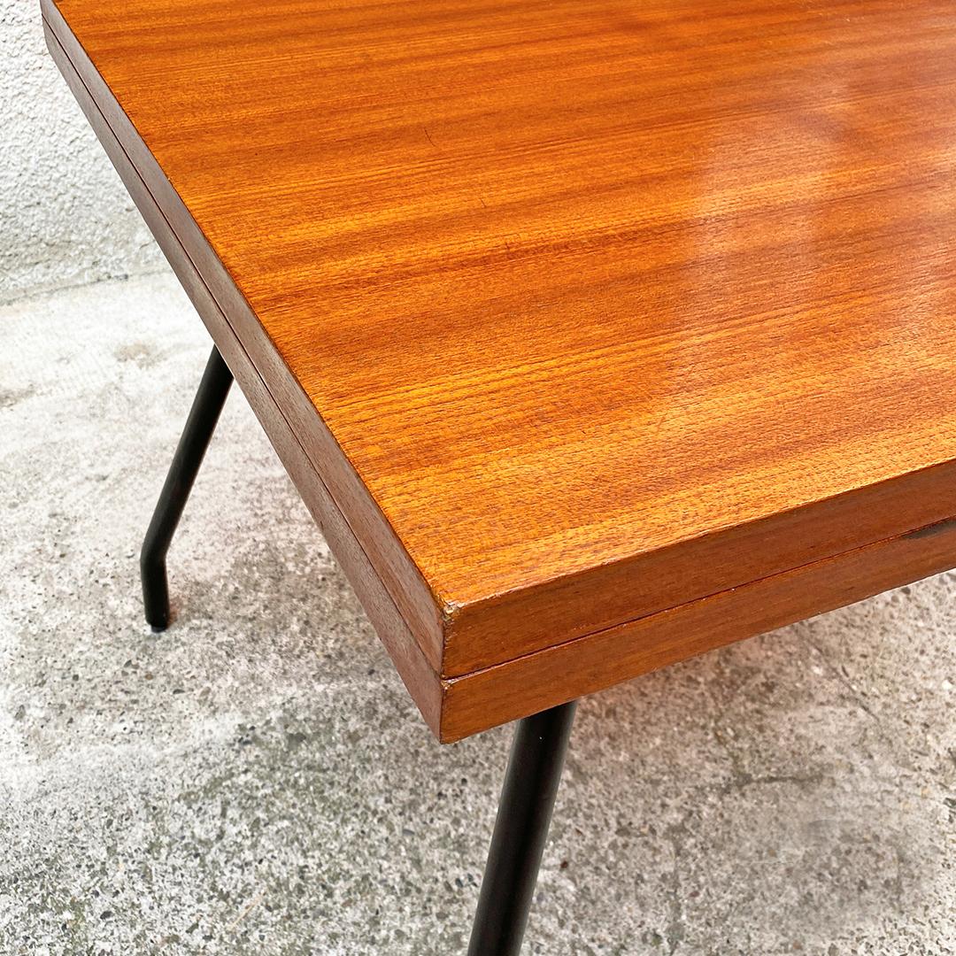 Italian Mid-Centrury Modern Metal and Wood Extendable Table, 1960s 5