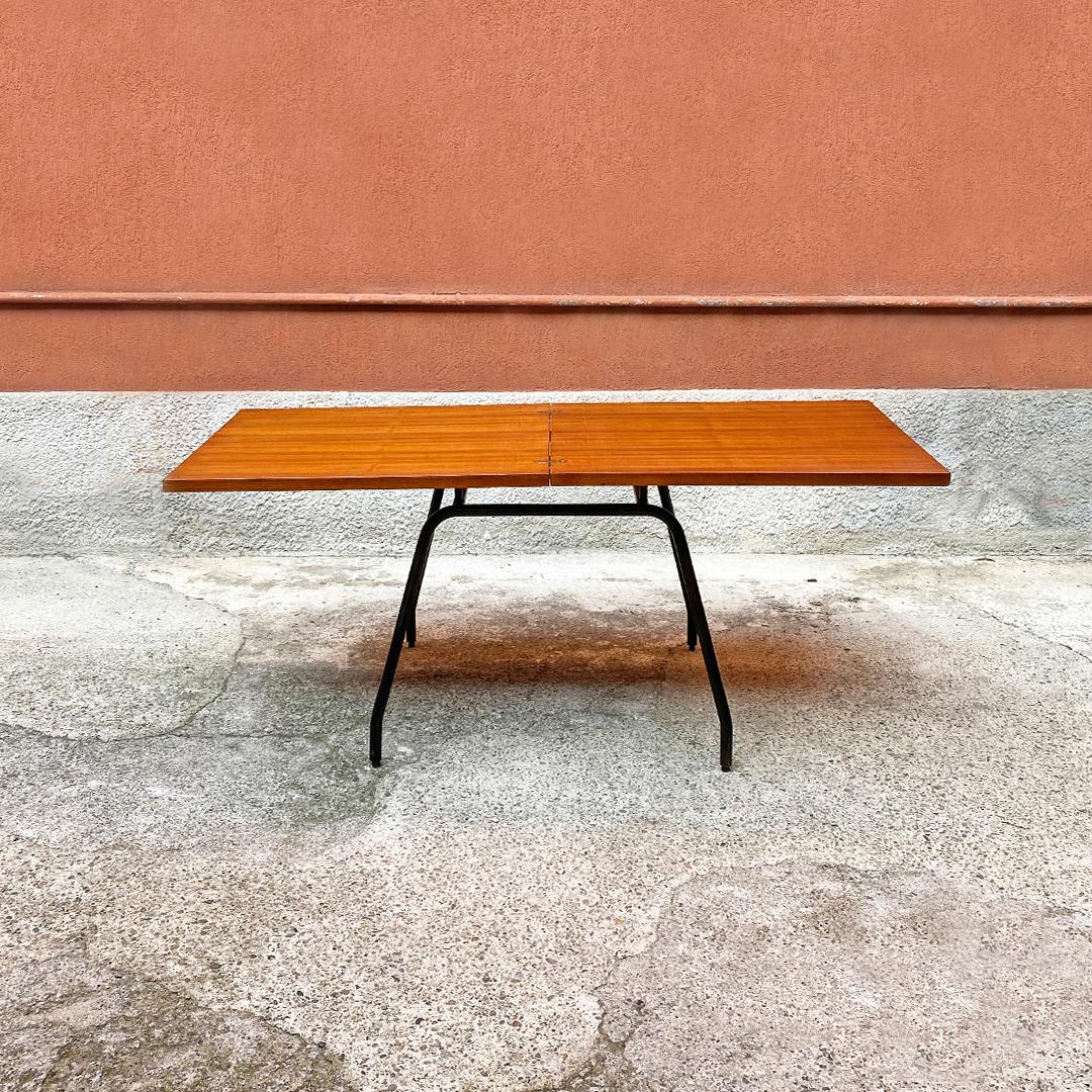 Italian Mid-Centrury Modern Metal and Wood Extendable Table, 1960s 1