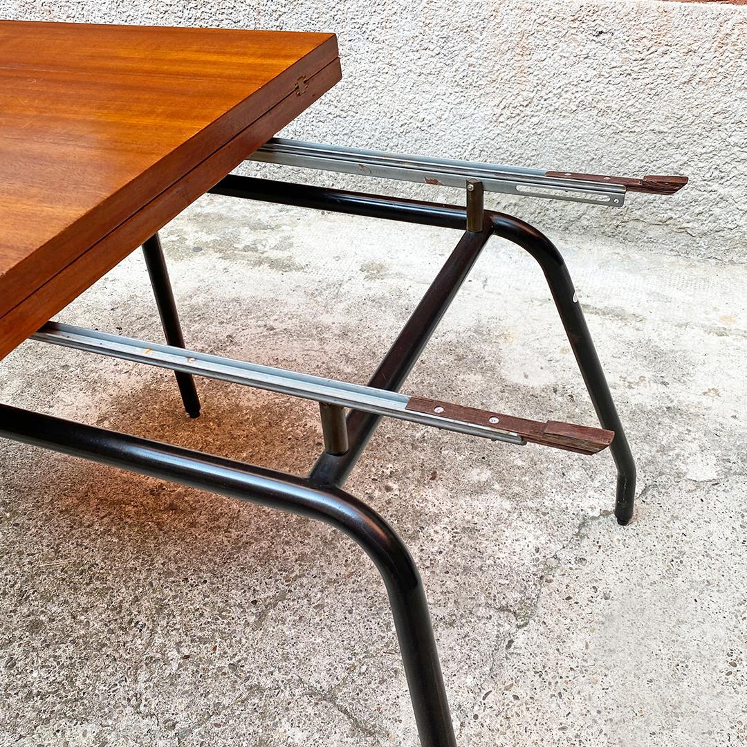 Italian Mid-Centrury Modern Metal and Wood Extendable Table, 1960s 2
