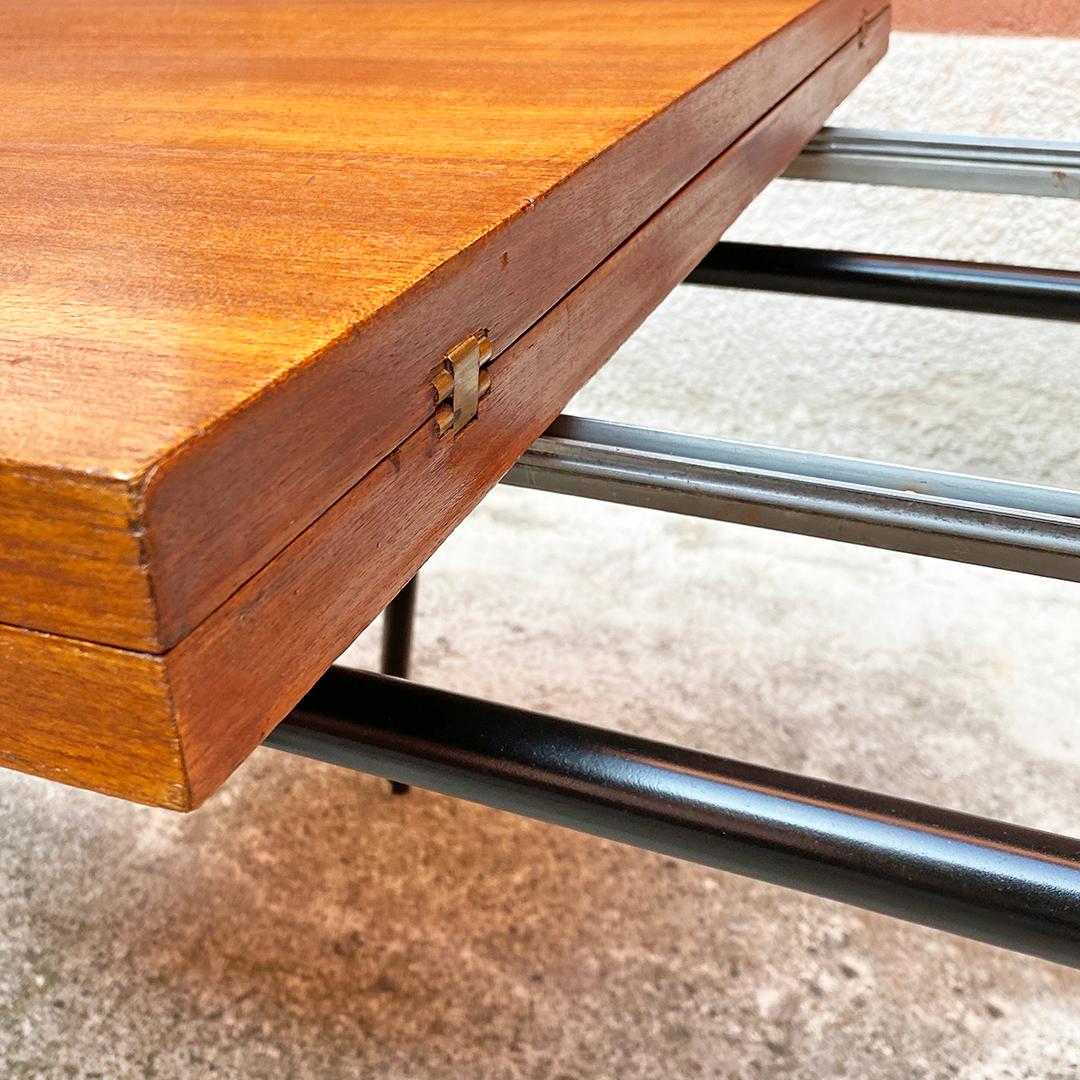 Italian Mid-Centrury Modern Metal and Wood Extendable Table, 1960s 3