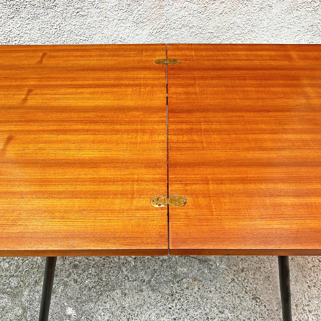 Italian Mid-Centrury Modern Metal and Wood Extendable Table, 1960s 4