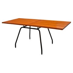 Italian Mid-Centrury Modern Metal and Wood Extendable Table, 1960s