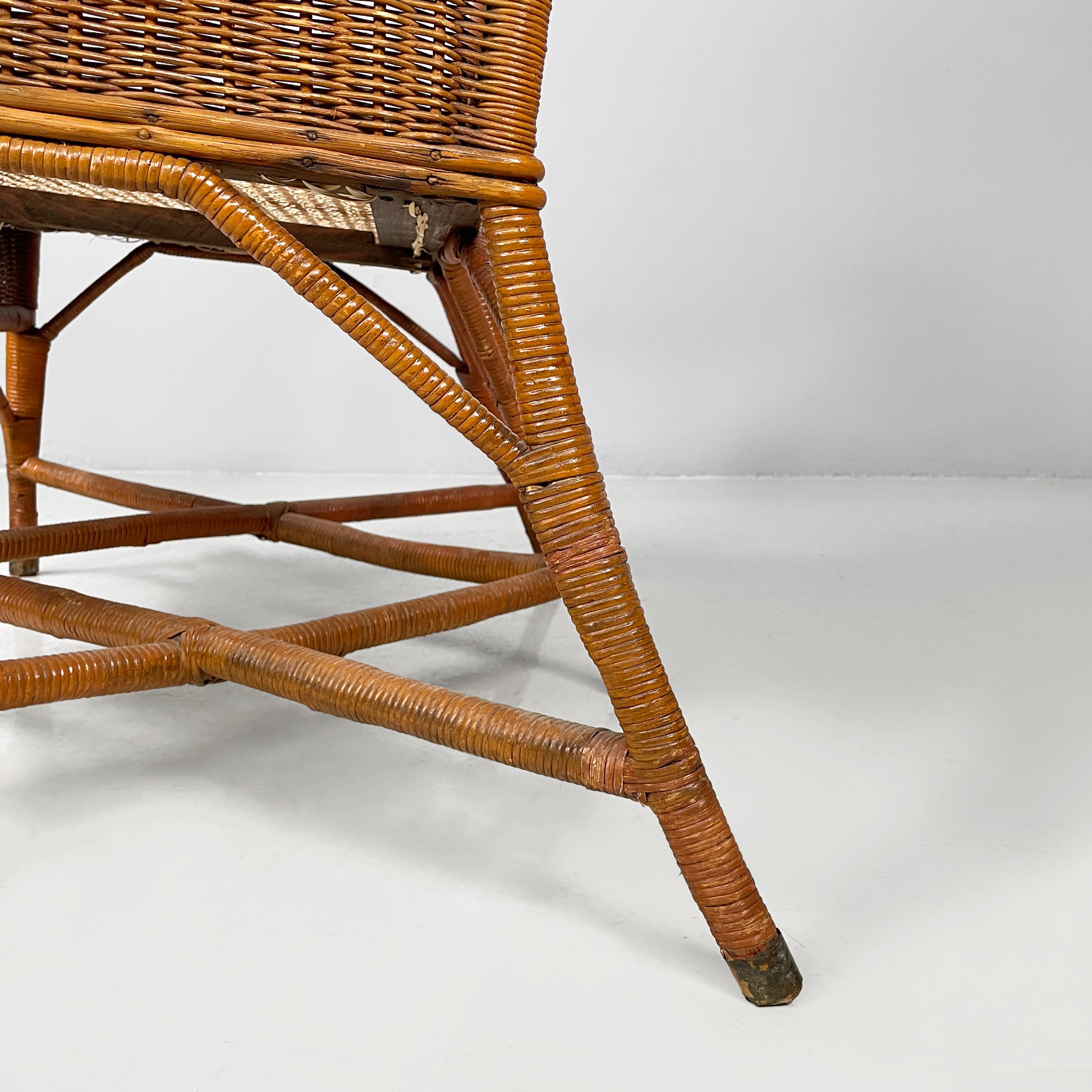 Italian Mid-centrury Modern Two-seater outdoor bench in woven rattan, 1960s For Sale 10