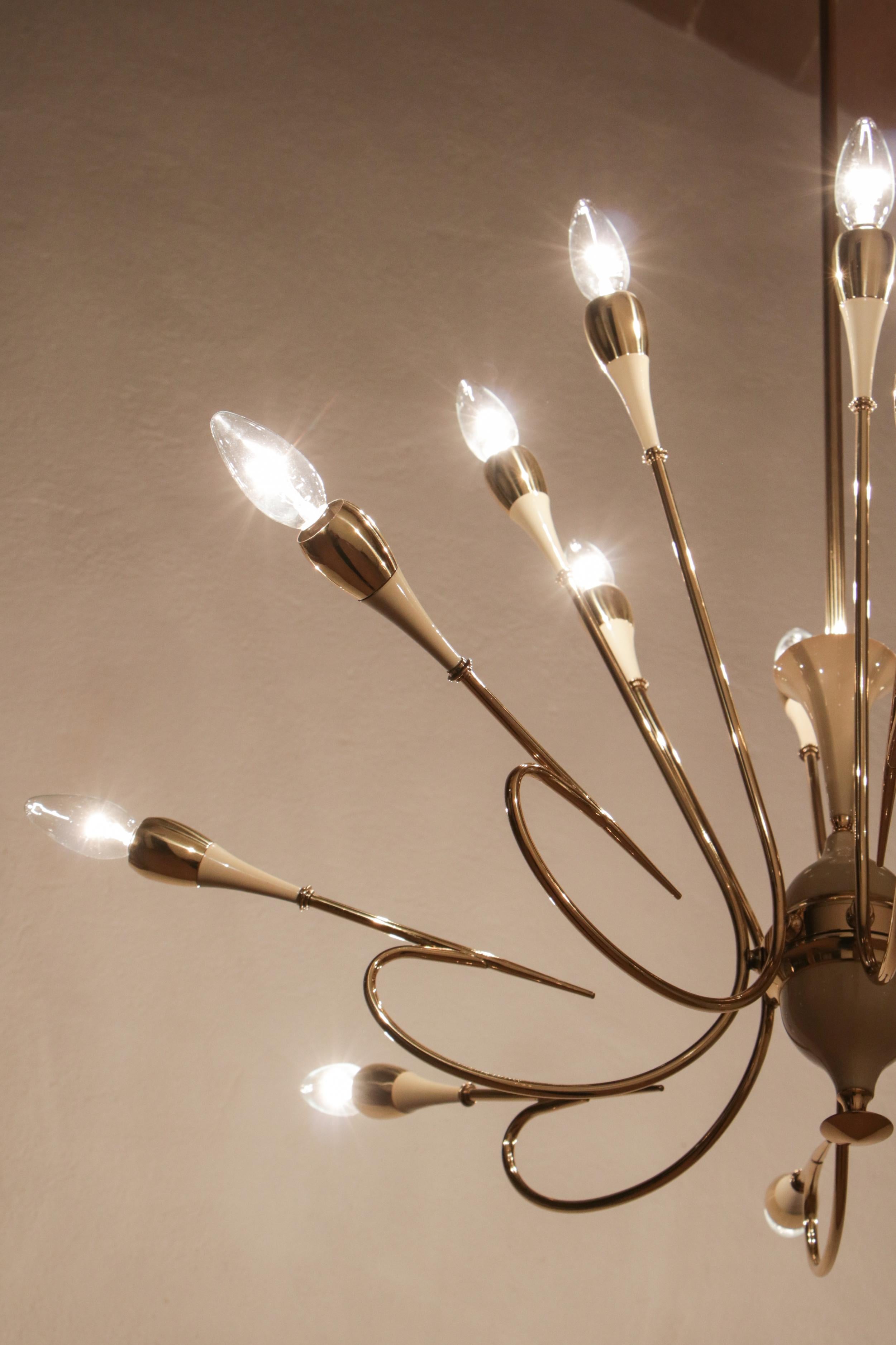 Italian Mid-Century 16 Lights Chandelier by Oscar Torlasco for Lumi Milano 1950s For Sale 8