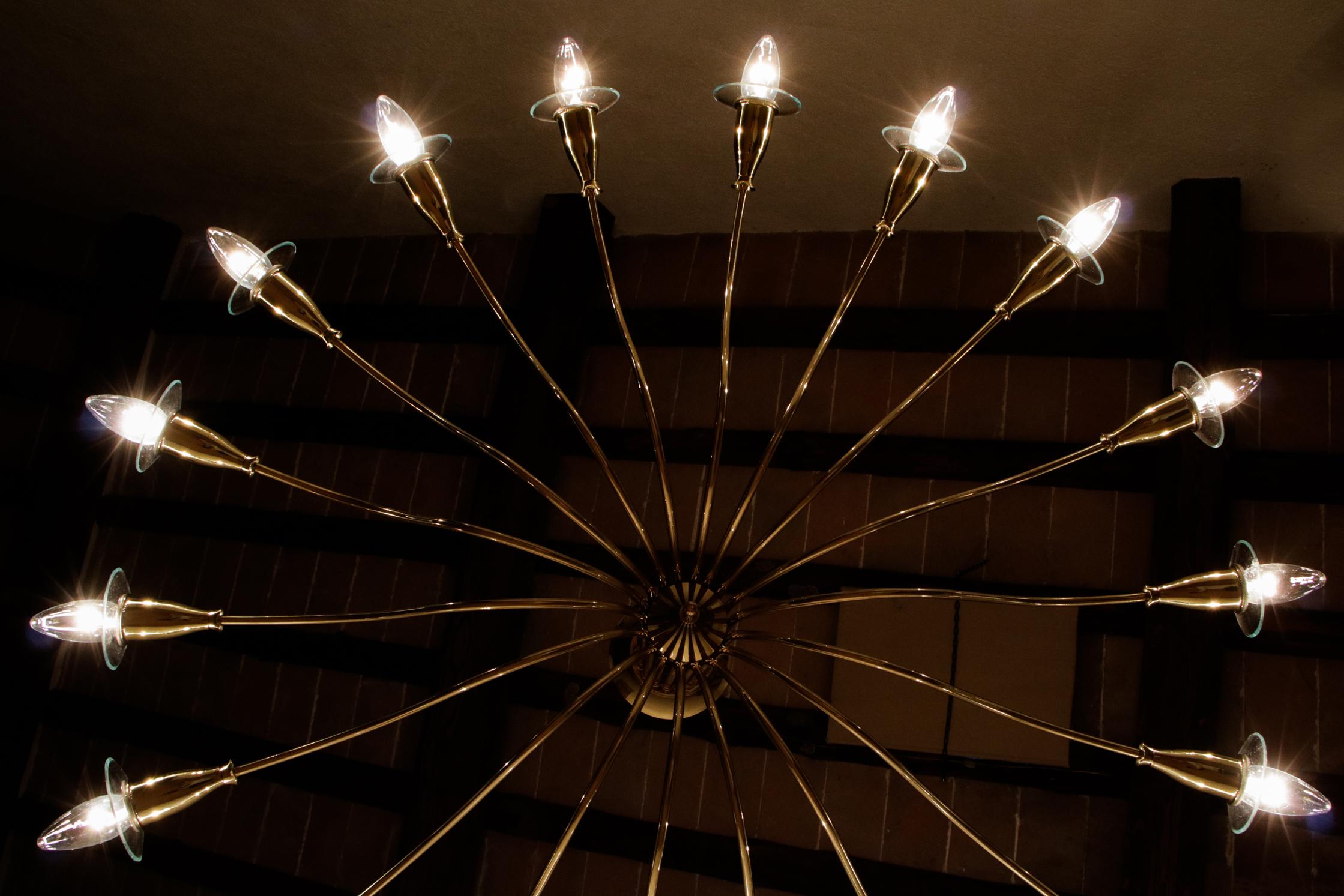 Italian Mid Century 18 lights chandelier by Angelo Lelii for Arredoluce For Sale 10