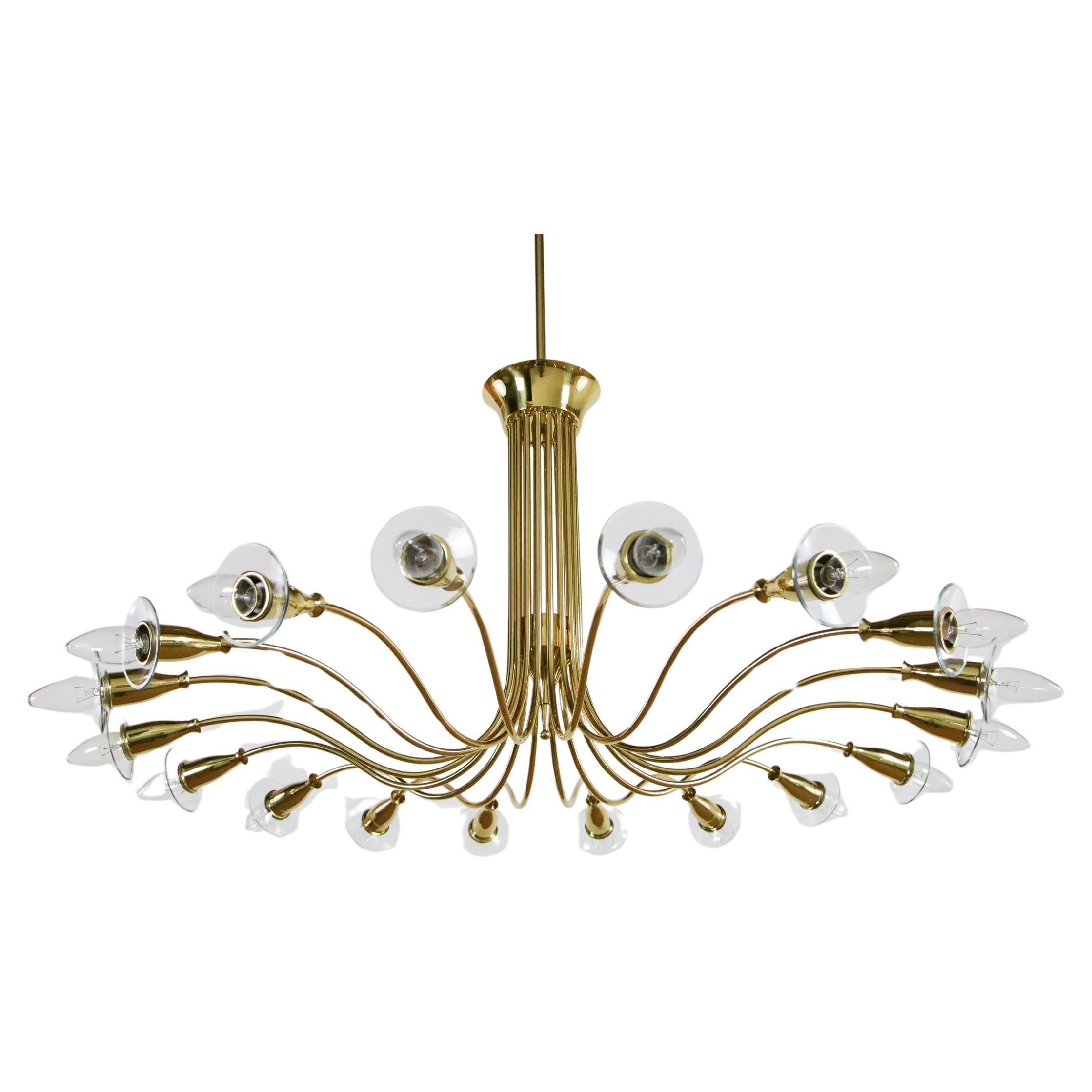 Araña italiana Mid Century de 18 luces de Angelo Lelii para Arredoluce
