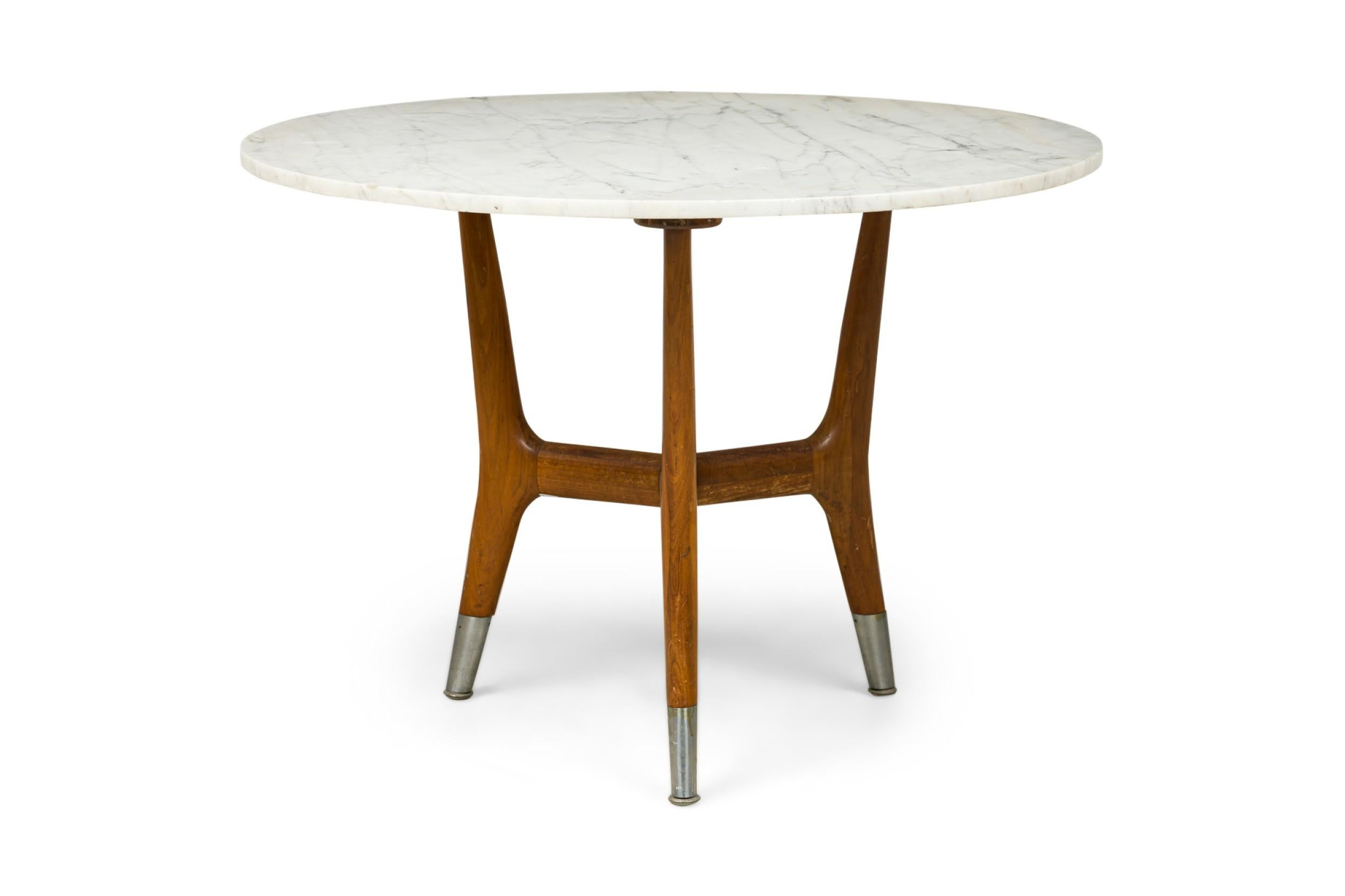 Painted Italian Mid-Century 3 Legs Marble End Table For Sale