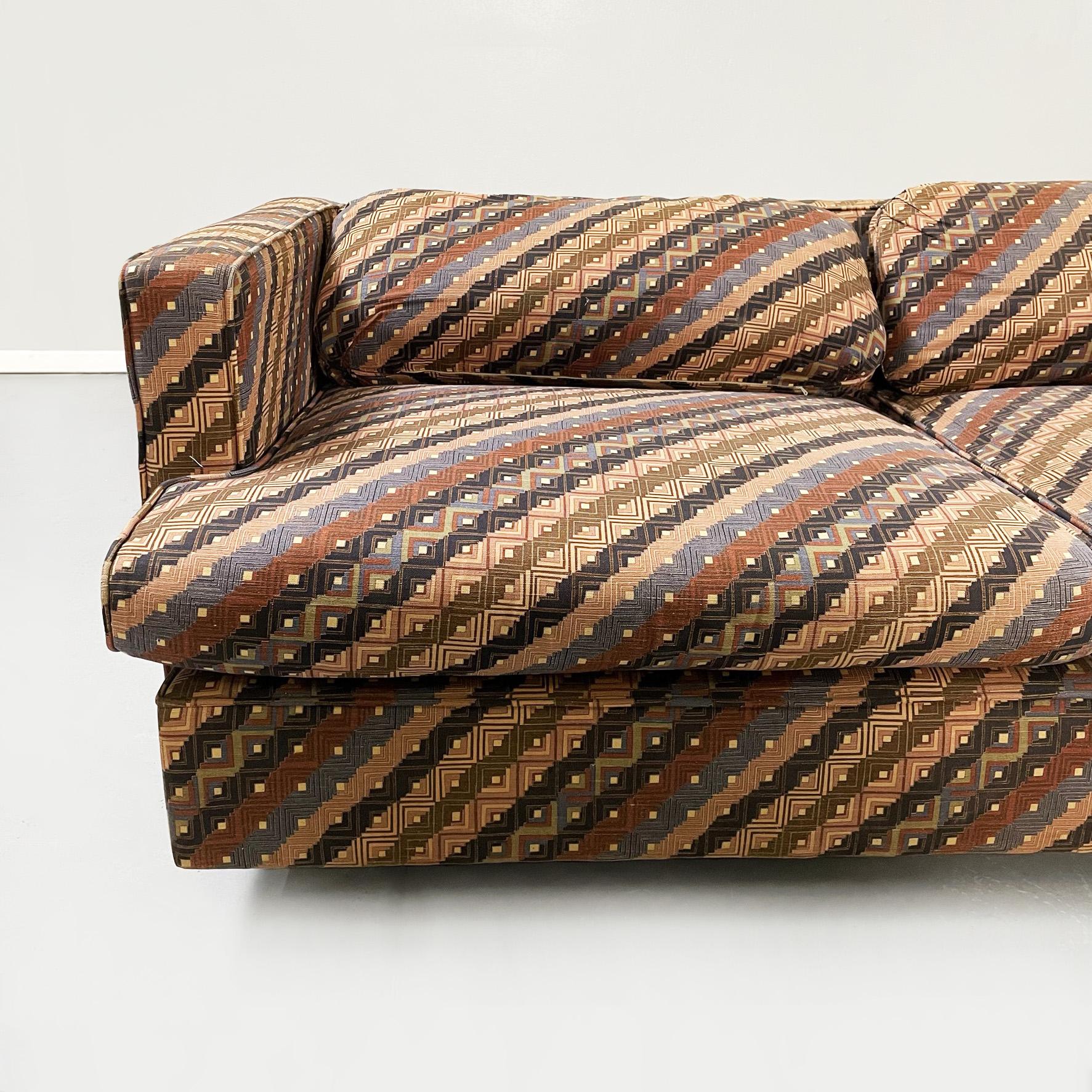 Italian Mid-Century 3 Seat Sofa with Missoni Fabric by Saporiti Italia, 1980s 5