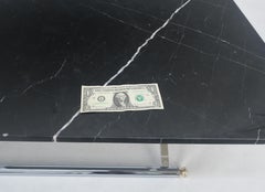 Italian Mid Century 32x67" Rectangle Black Marble Top Chrome Base Coffee Table