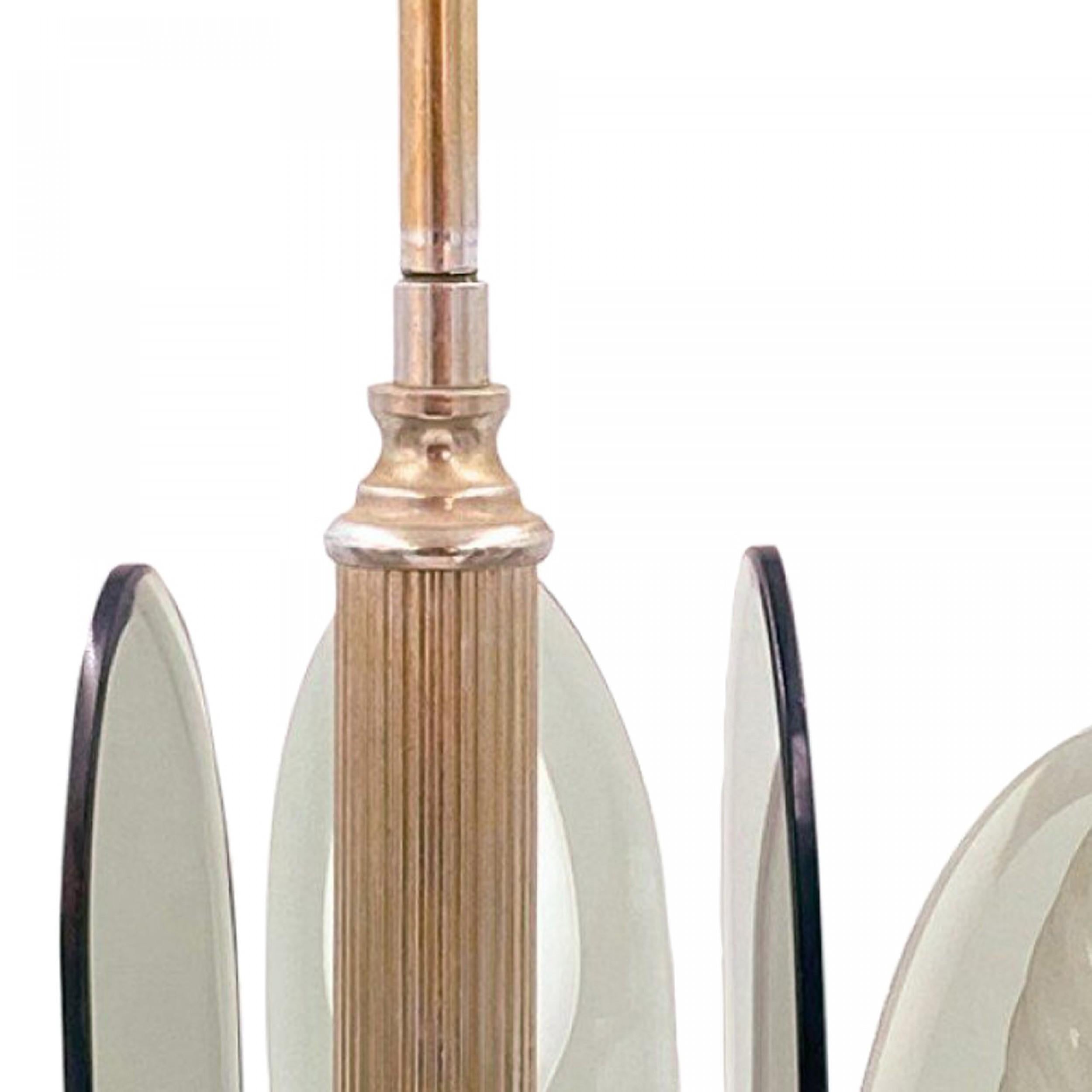 Mid-Century Modern Lustre italien du milieu du siècle à 6 lumières en verre en vente