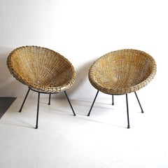 Italian Midcentury 1960s Eggs Cane Chairs