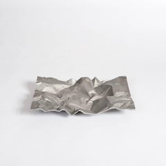 Italian Midcentury Abstract Geometric Silvergrey Aluminum Centerpiece, Sign. NP2