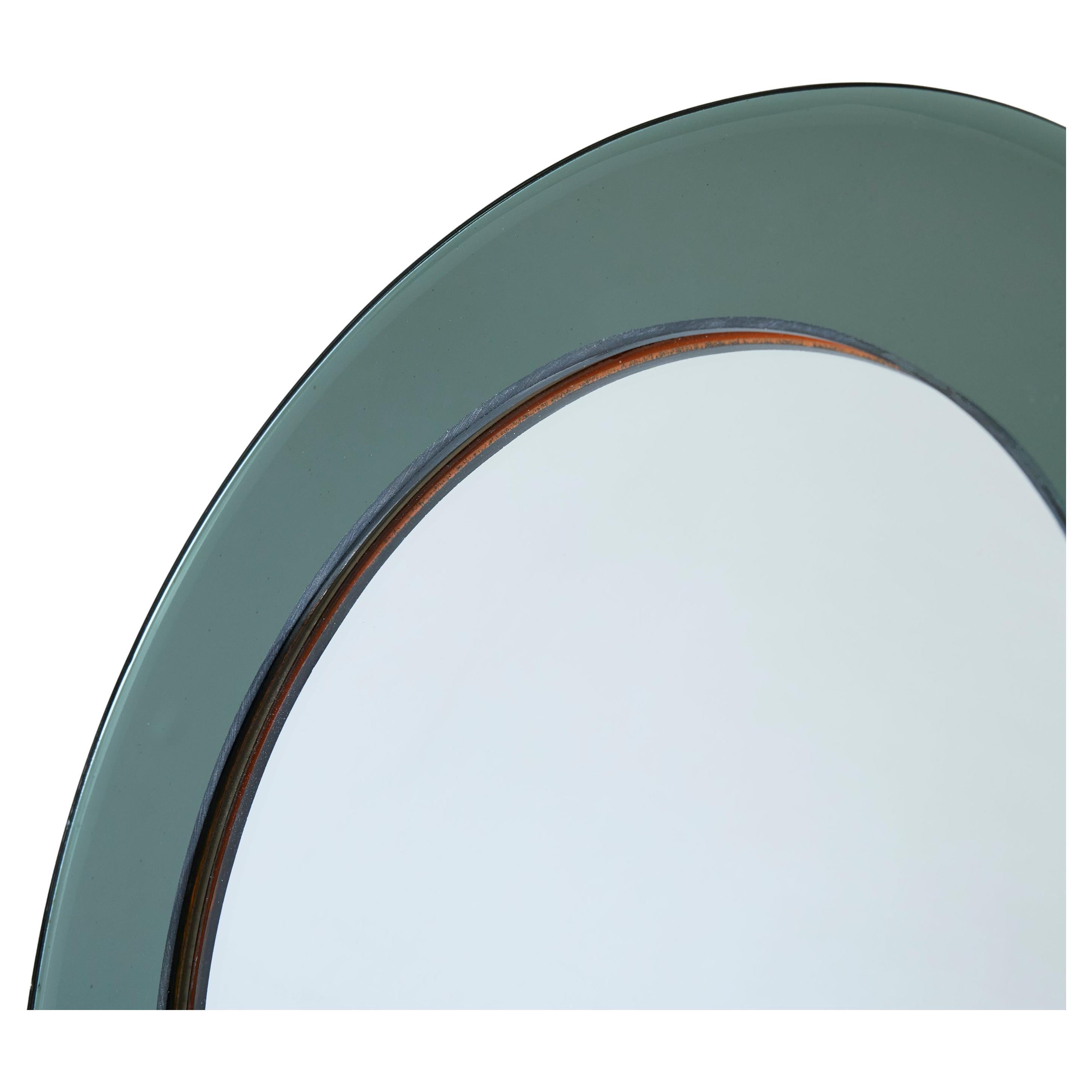 Mirror Italian Mid-century adjustable circular table mirror with polished nickel base For Sale